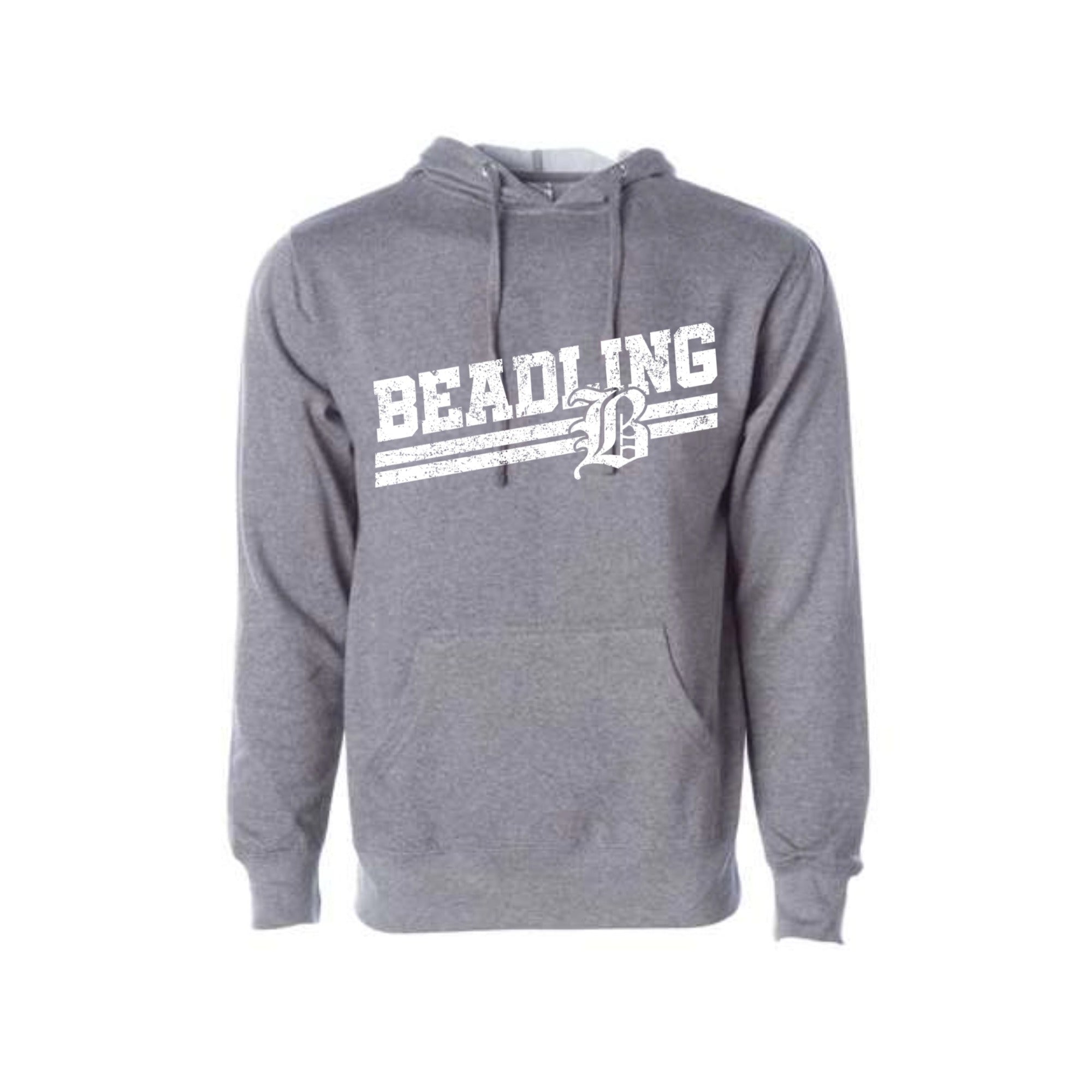 Beadling Soccer White Slant Midweight Hooded Sweatshirt