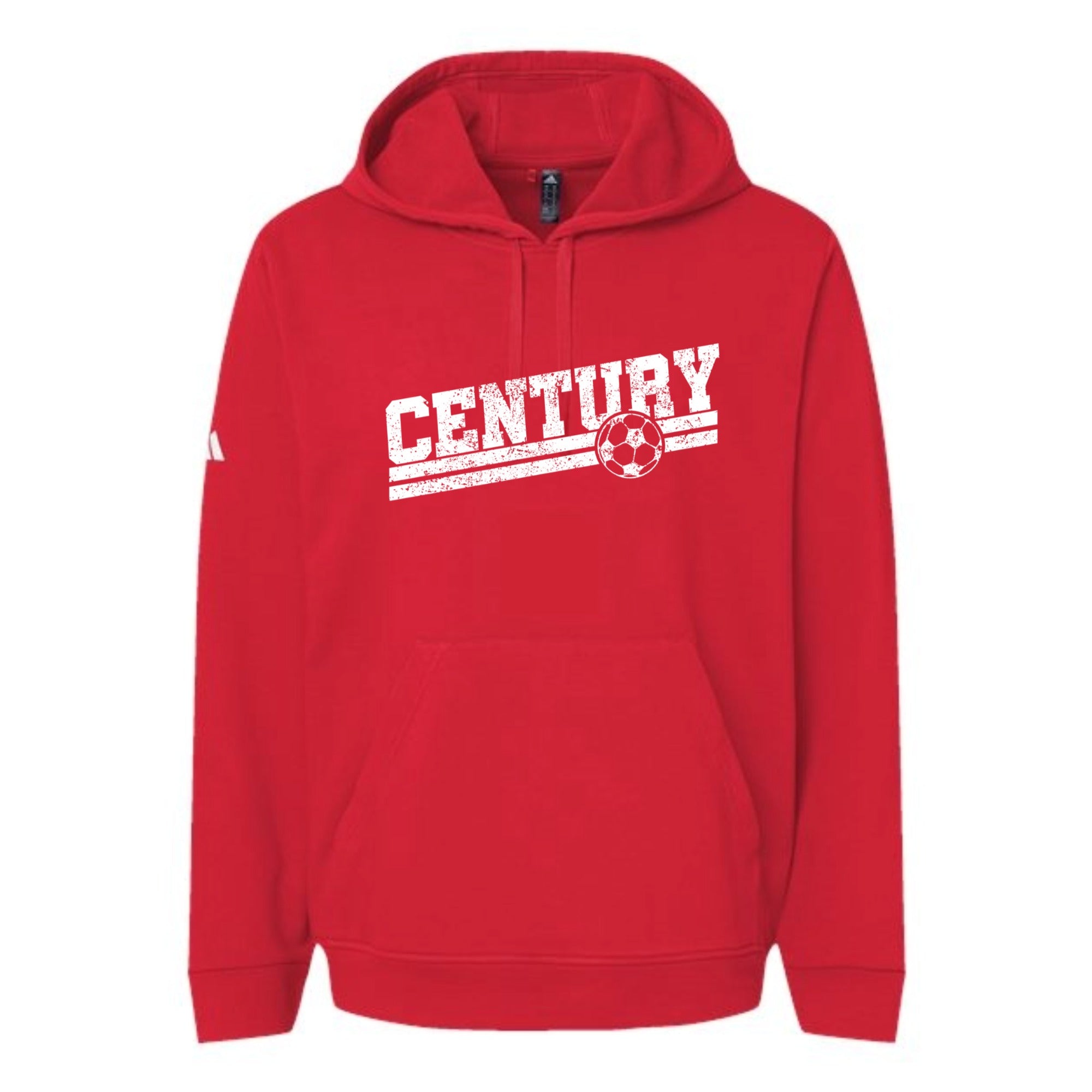 Century Soccer Slant White Fleece Hooded Unisex Sweatshirt