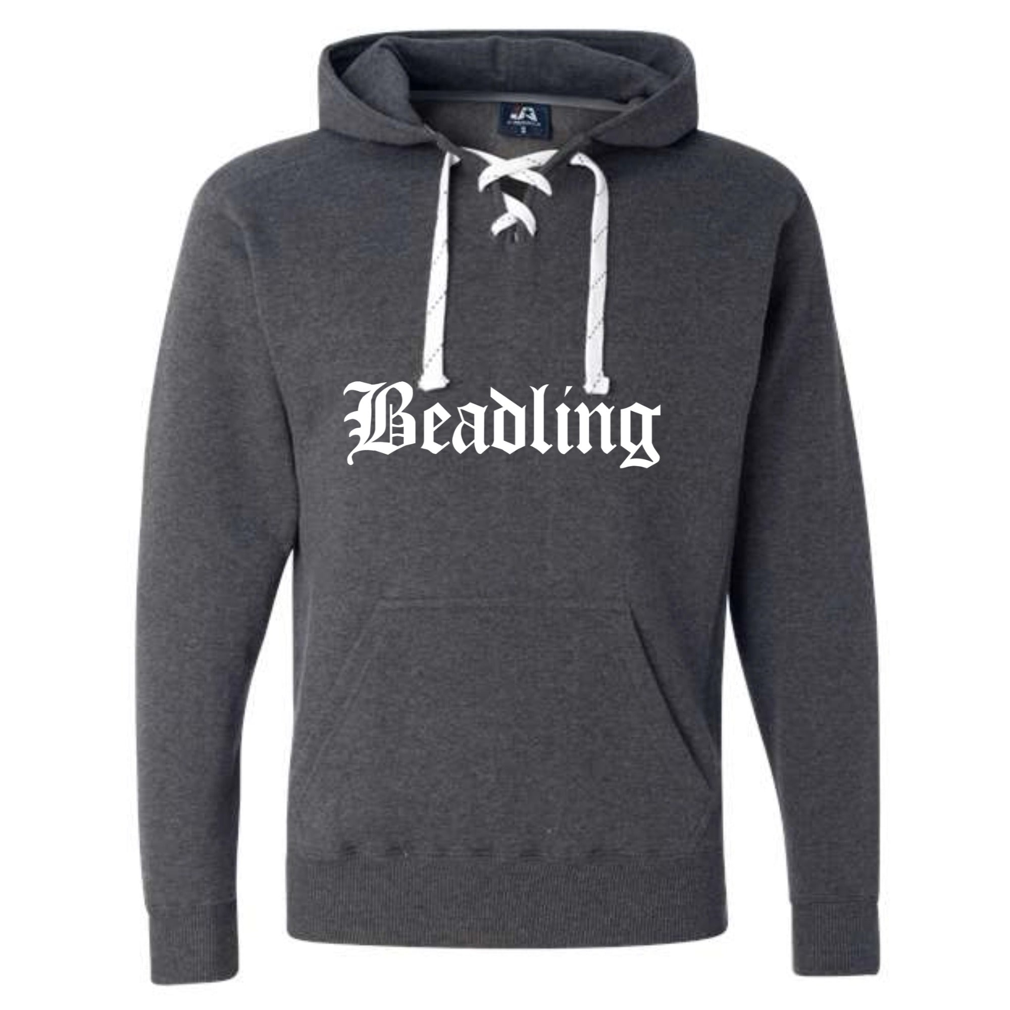 Beadling Soccer Vintage White Lace Up Hoodie