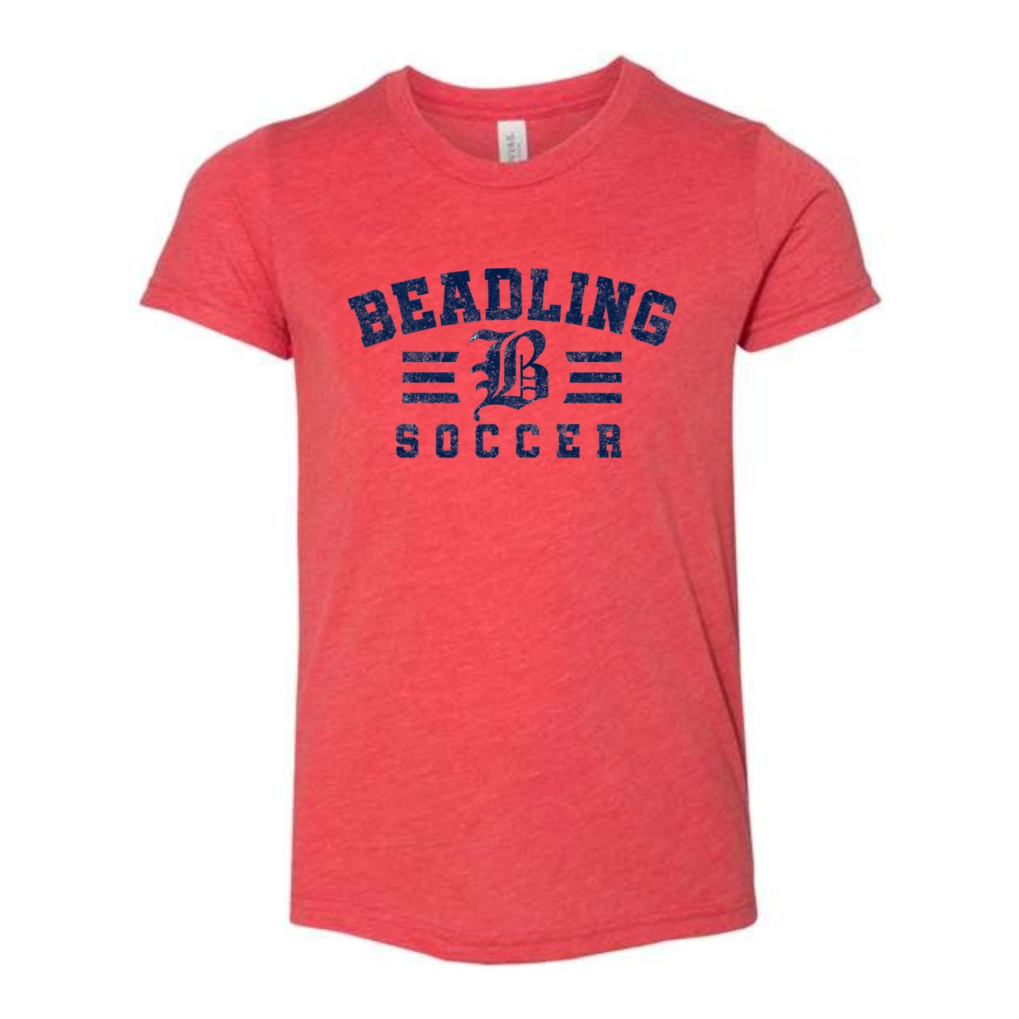 Beadling Soccer Navy Bold Youth Tri-blend Tee