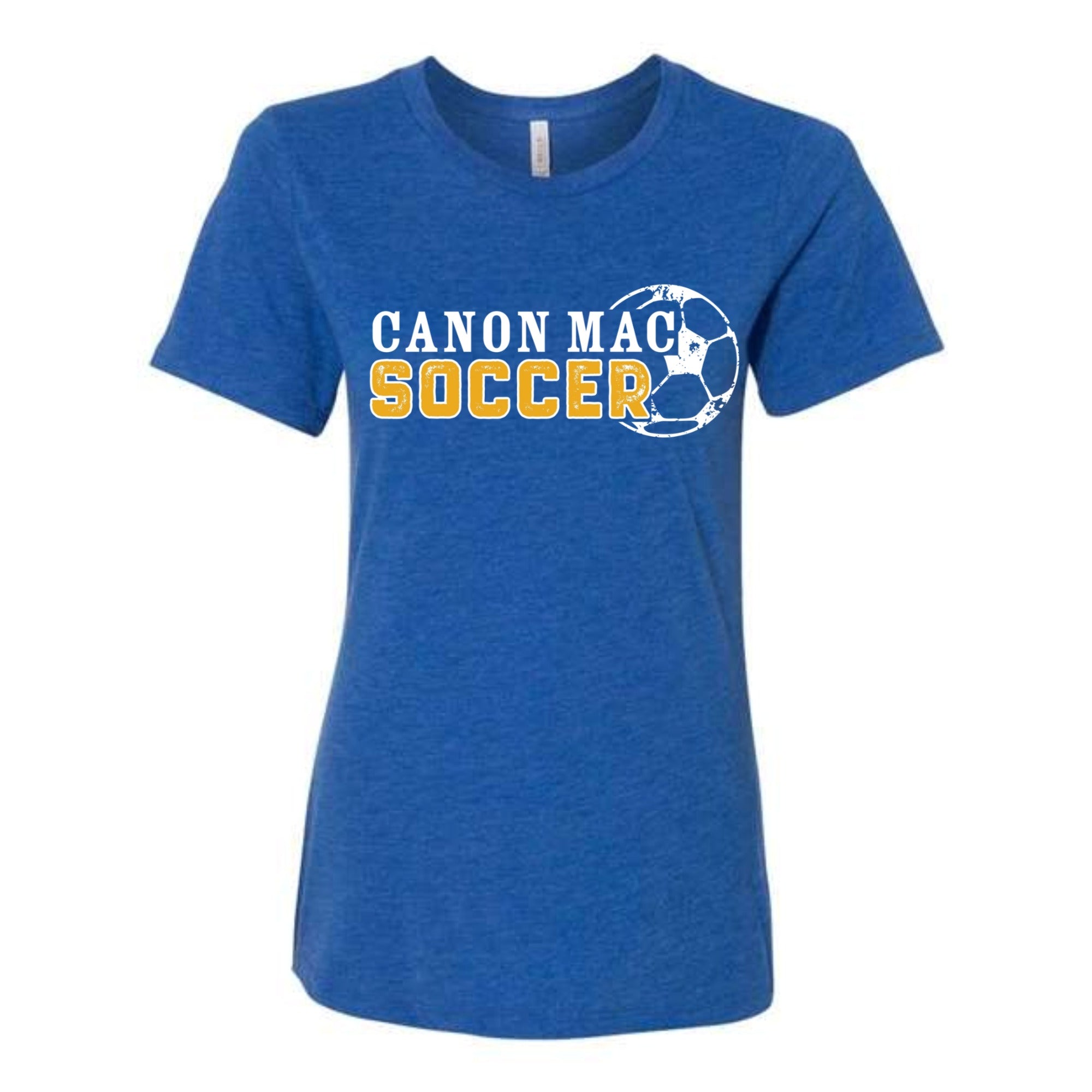Canon Mac Soccer White Distressed Women's Tri-blend Relaxed Fit Tee