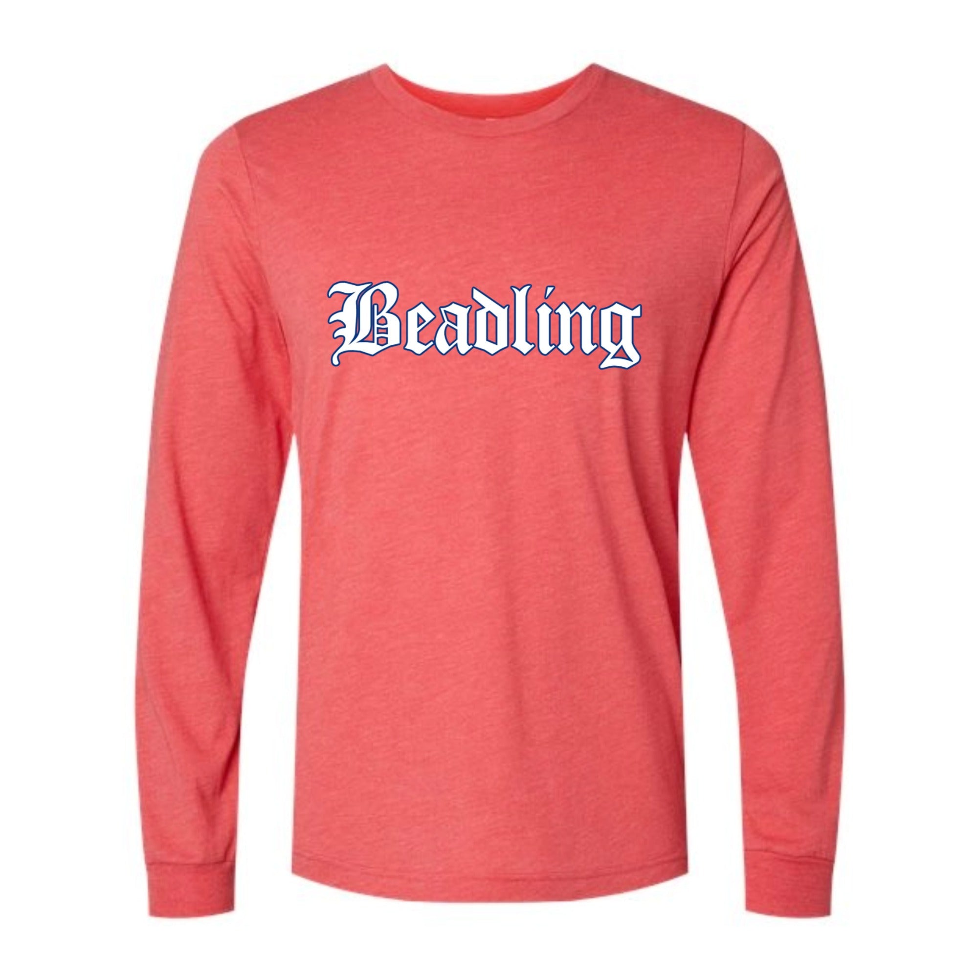 Beadling Soccer Vintage Blue Outline Long Sleeved Tri-blend Unisex Tee