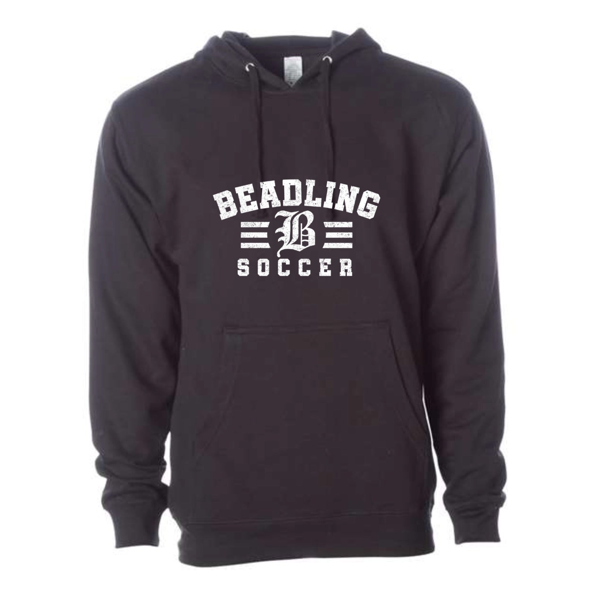 Beadling Soccer White Bold Midweight Hooded Sweatshirt