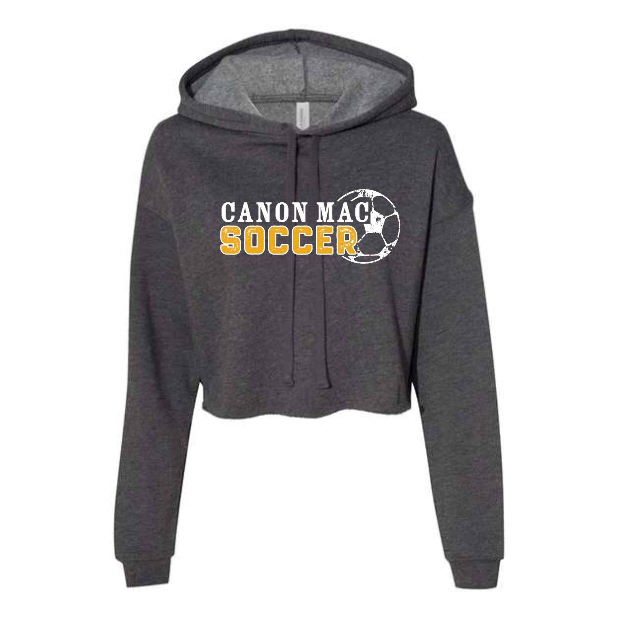Canon Mac Soccer White Distressed Women's Cropped Fleece Hoodie