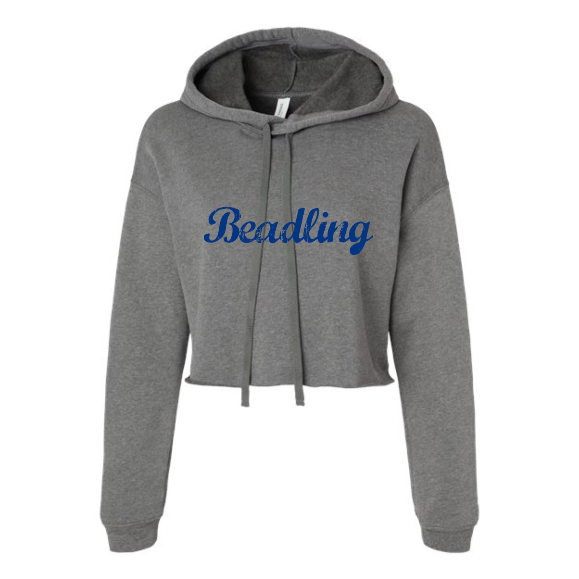 Beadling Soccer Navy Cursive Women's Cropped Fleece Hoodie