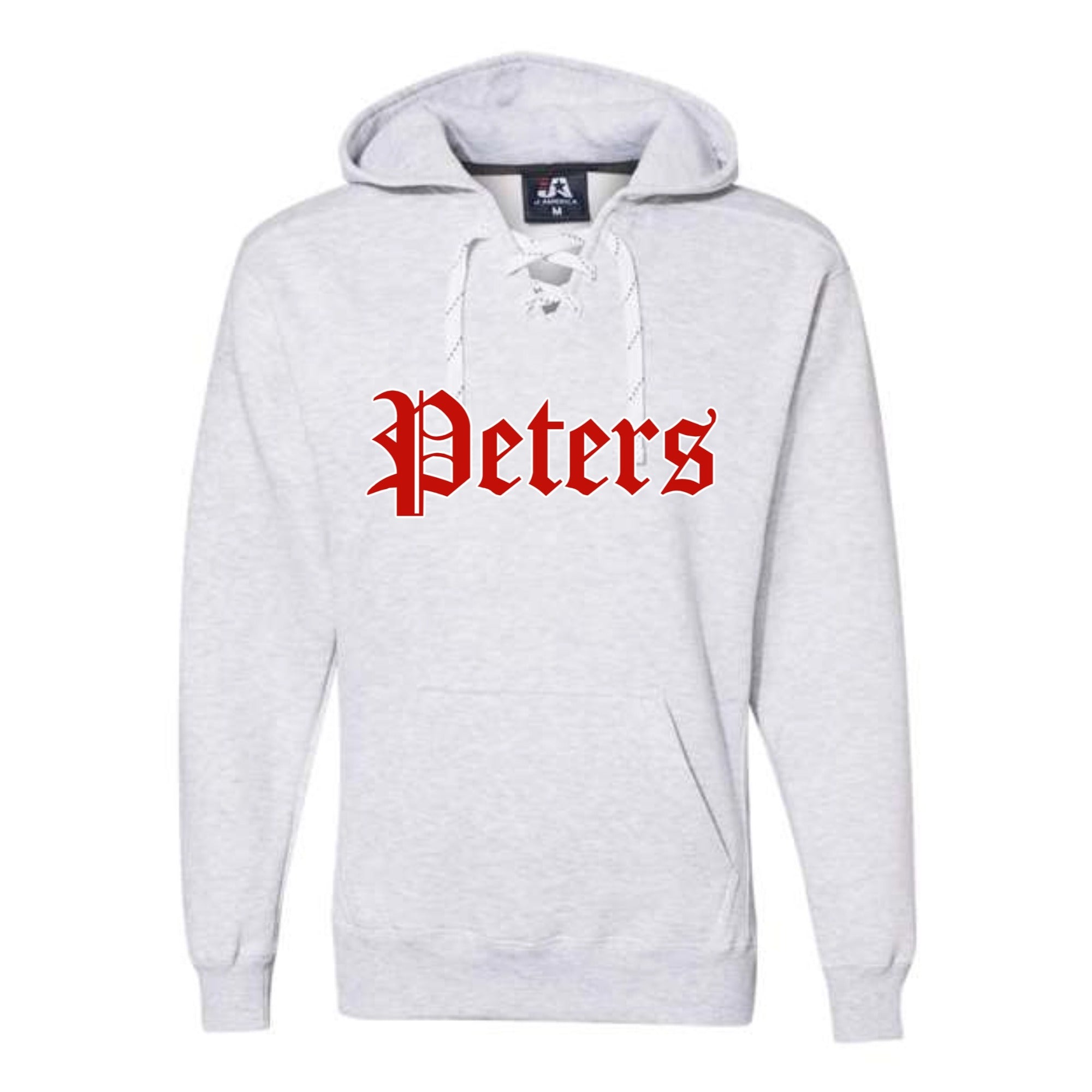 Peters Vintage Red and White Outline Lace Up Hoodie