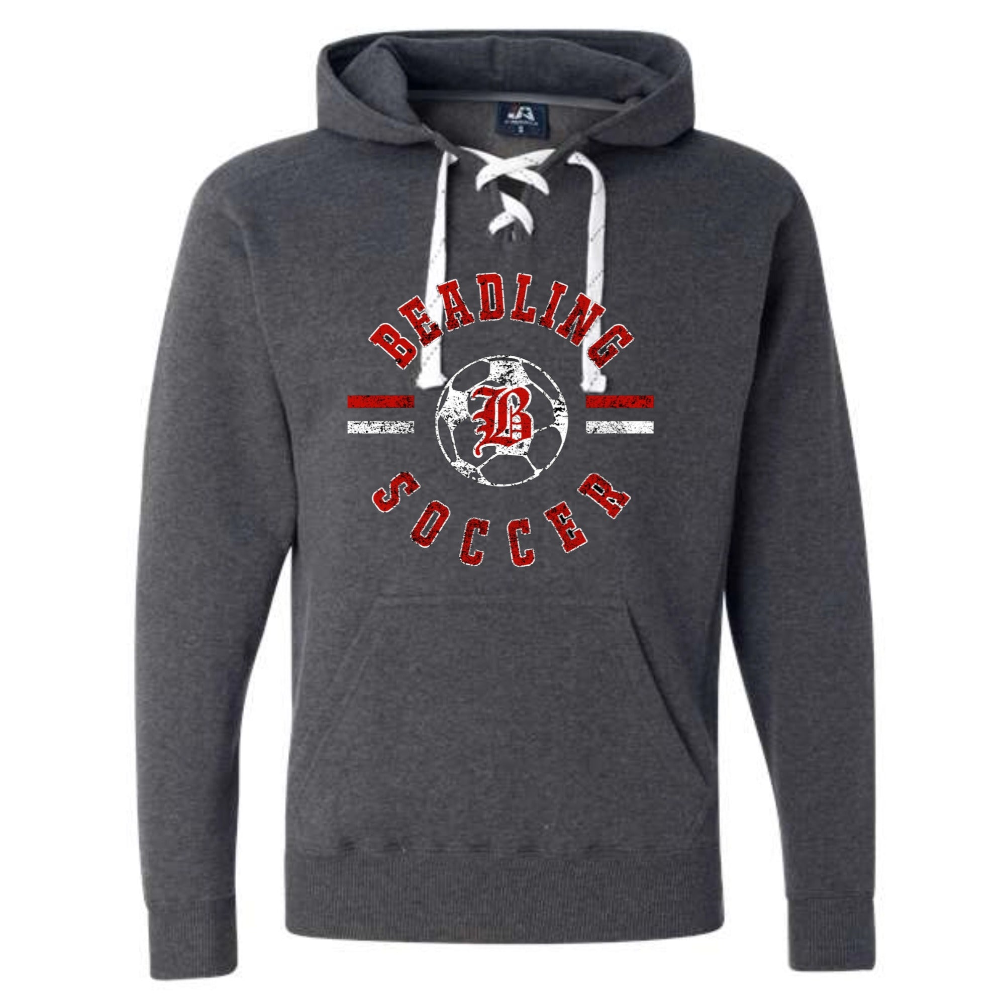 Beadling Soccer Distressed Circle Lace Up Hoodie