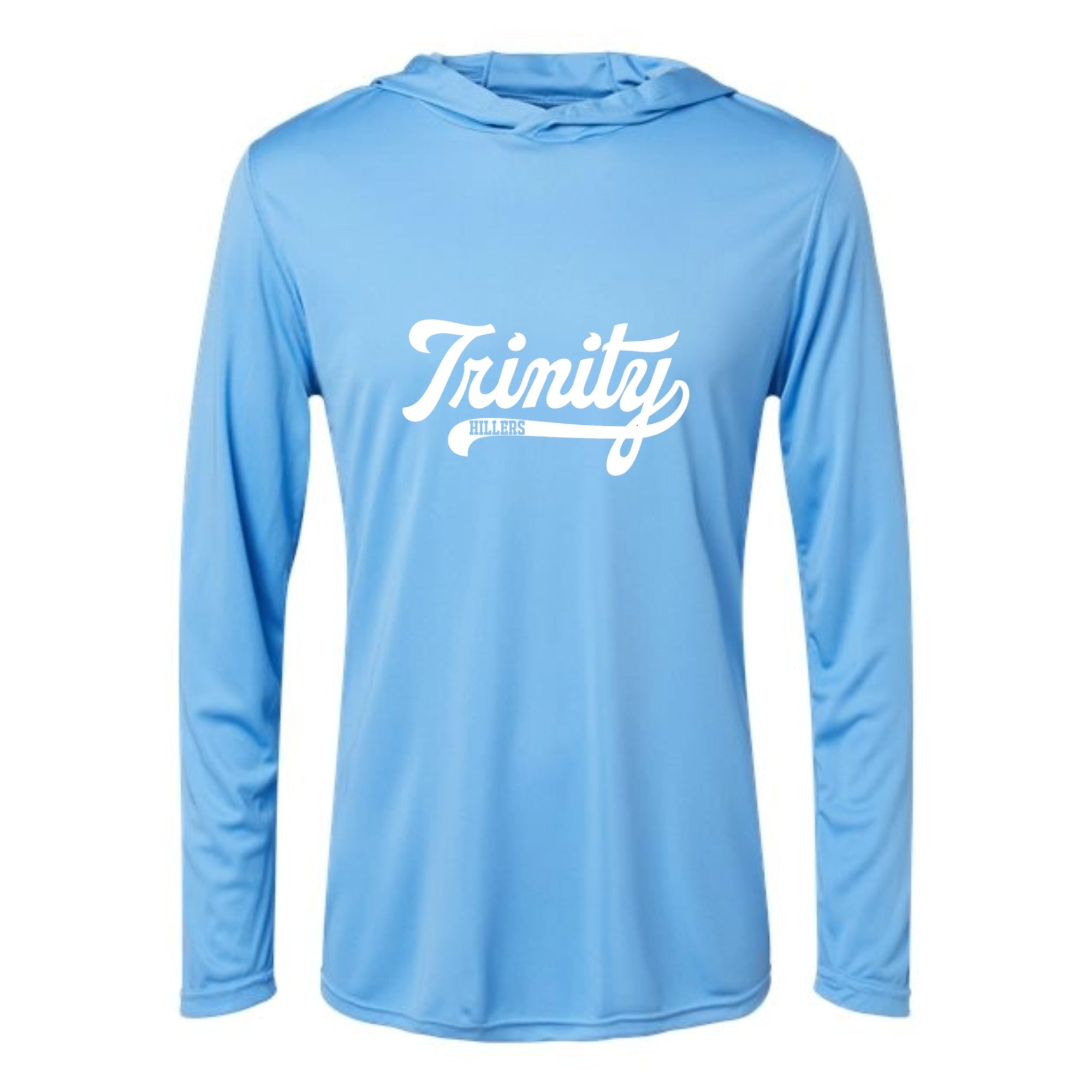 Trinity Script Unisex Hooded Long Sleeved Performance Tee