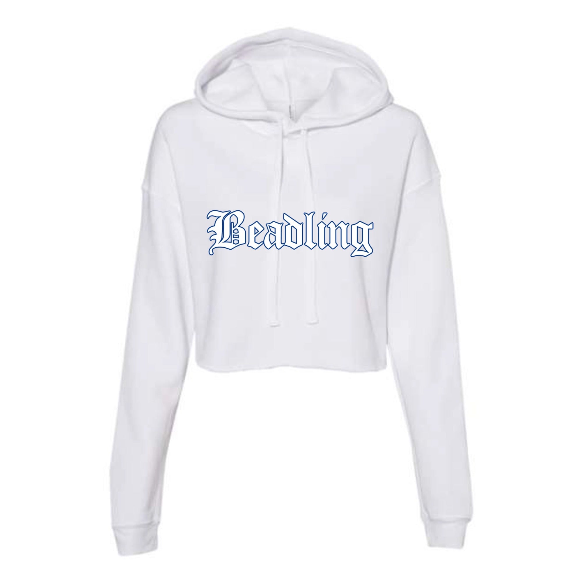 Beadling Soccer Vintage Blue Outline Women's Cropped Fleece Hoodie