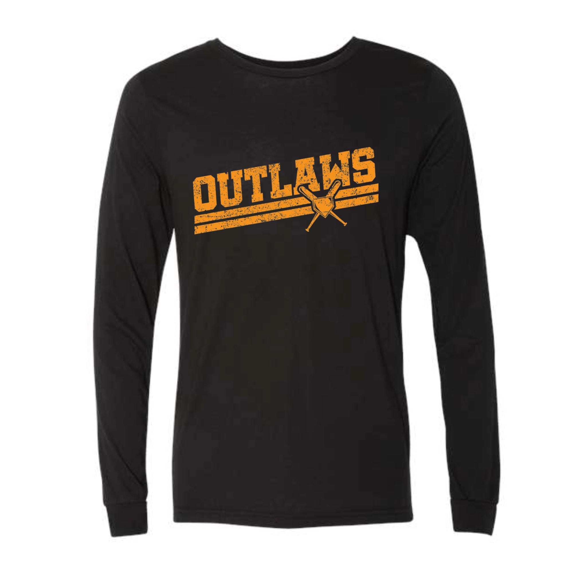 Outlaws Baseball Slant Long Sleeved Tri-blend Unisex Tee