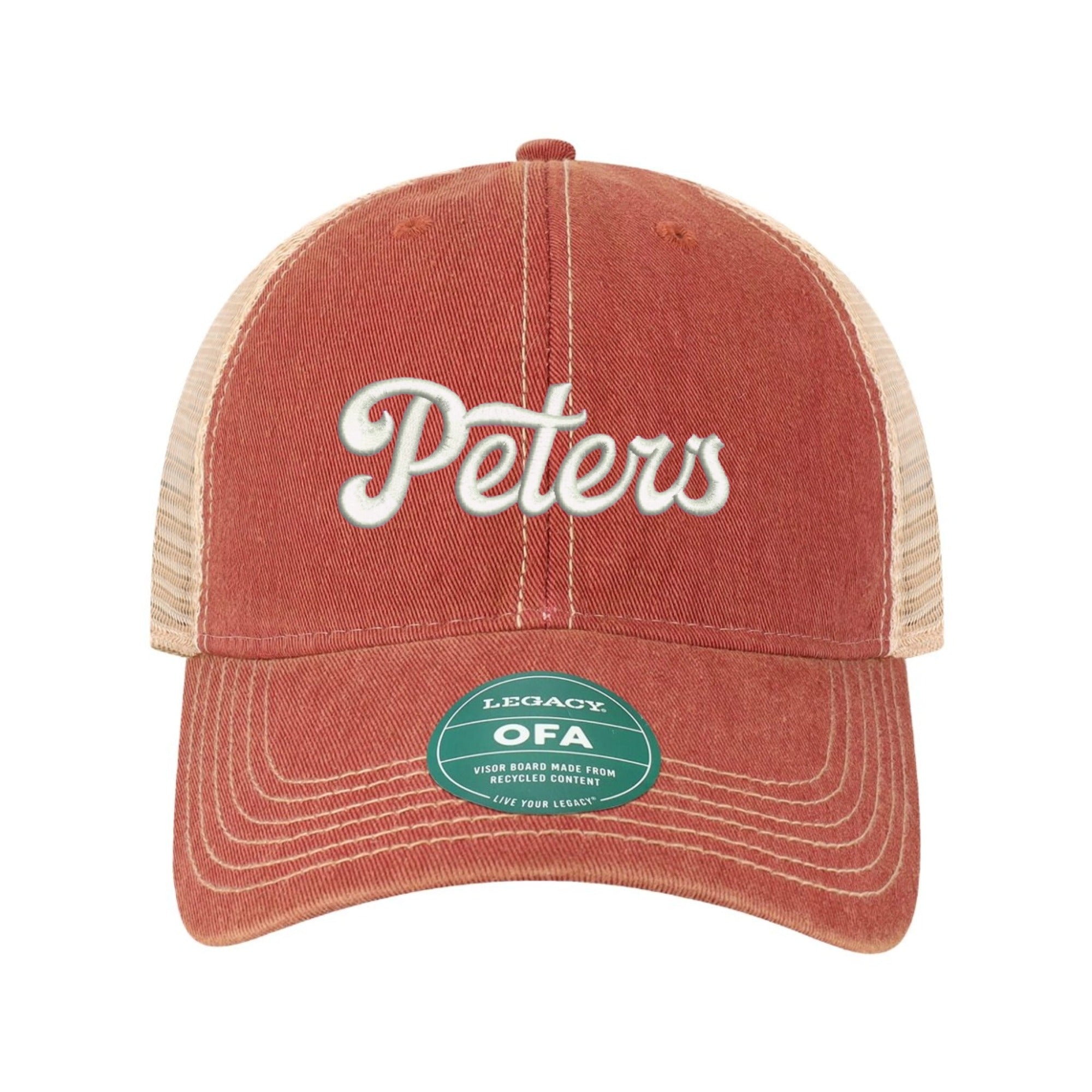 Peters White Script Old Favorite Trucker Hat