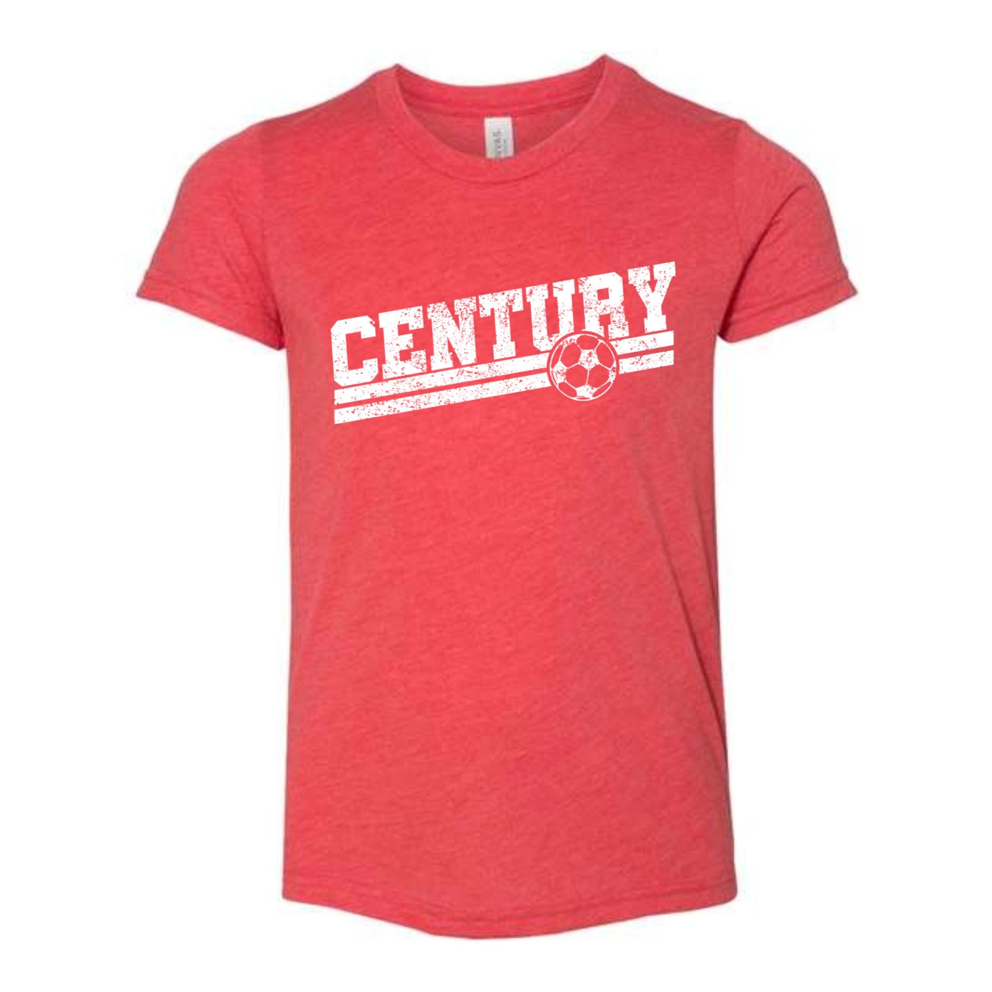 Century Soccer Slant White Youth Tri-blend Tee