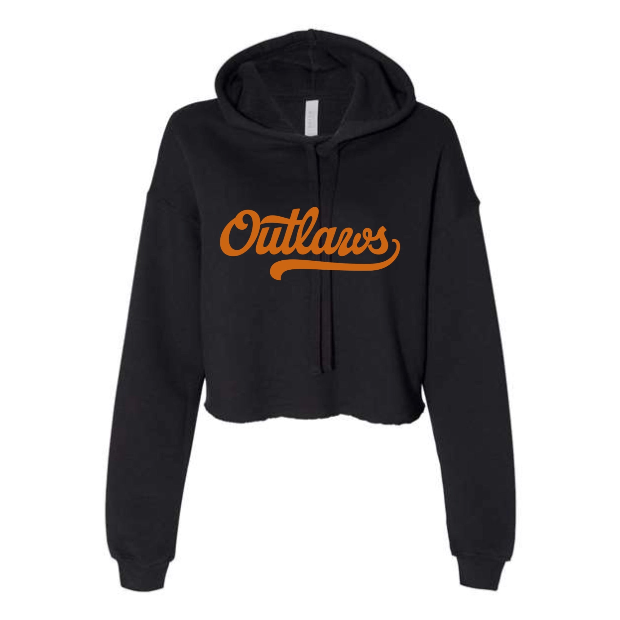 Outlaws Baseball Cursive Rust Bella + Canvas Women's Cropped Fleece Hoodie