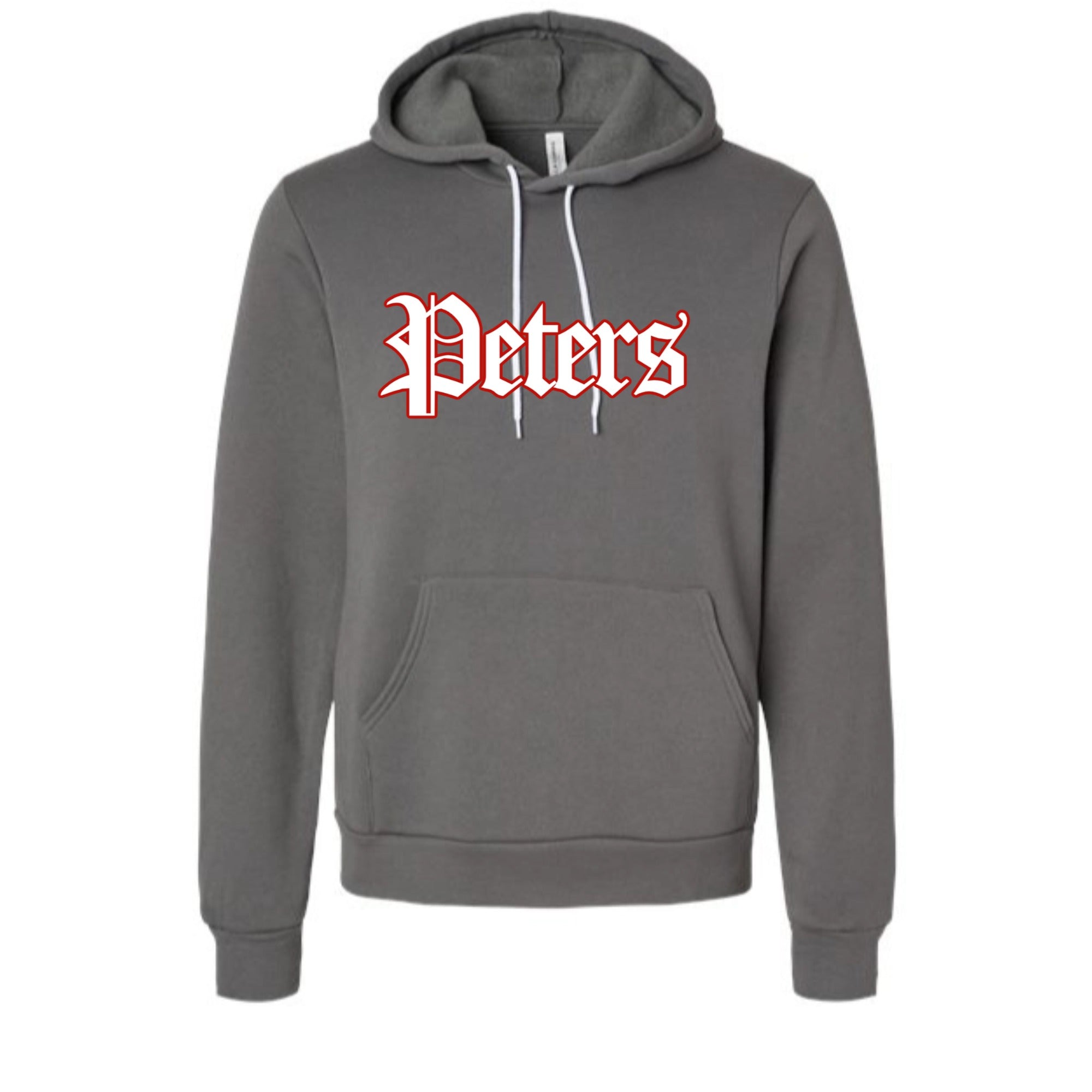 Peters Vintage White and Red Outline Unisex Fleece Hoodie