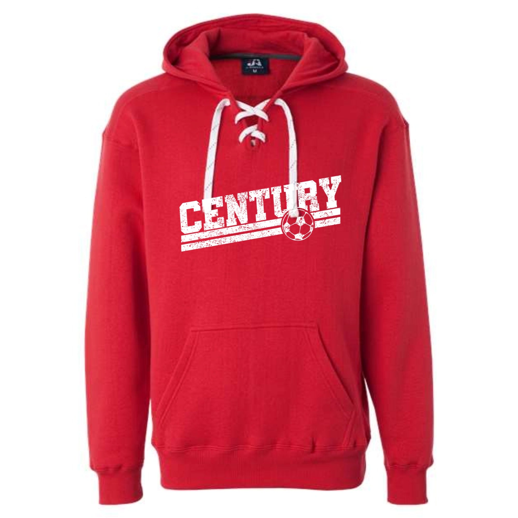 Century Soccer Slant White Lace Up Hoodie
