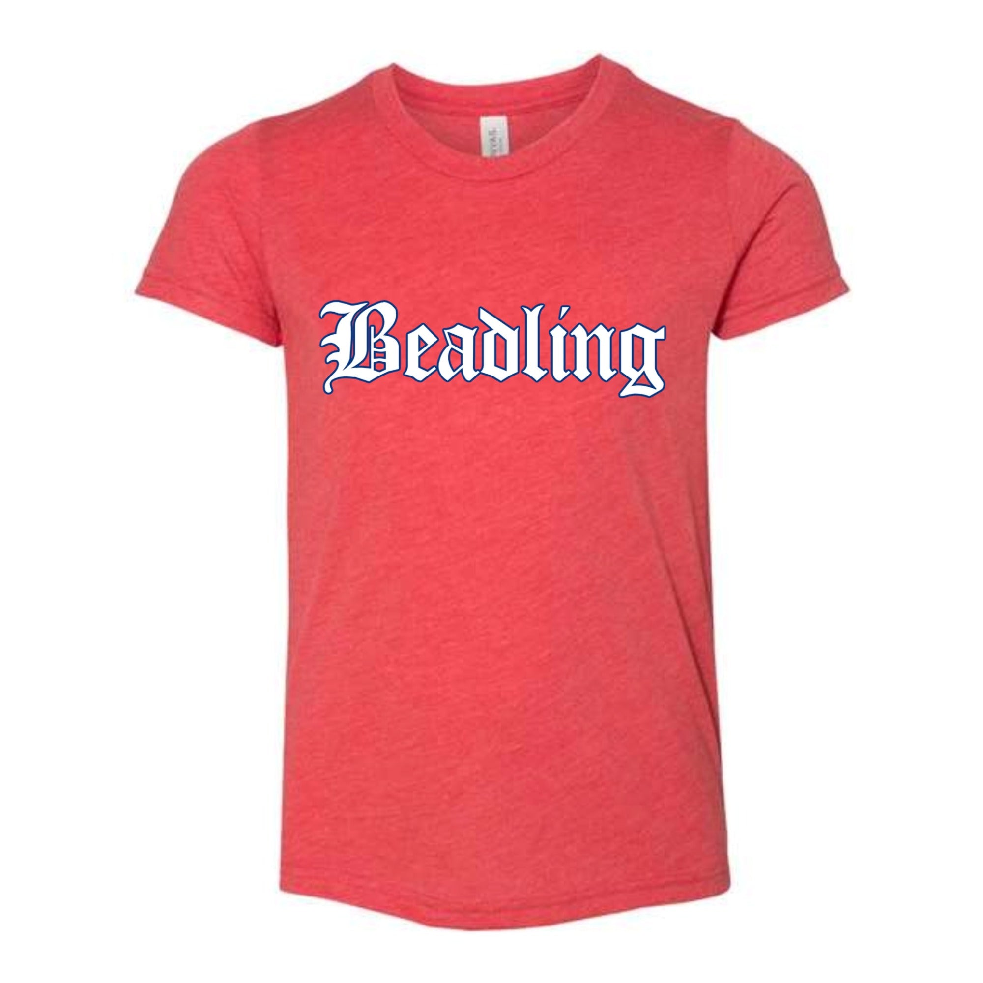 Beadling Soccer Vintage Blue Outline Youth Tri-blend Tee