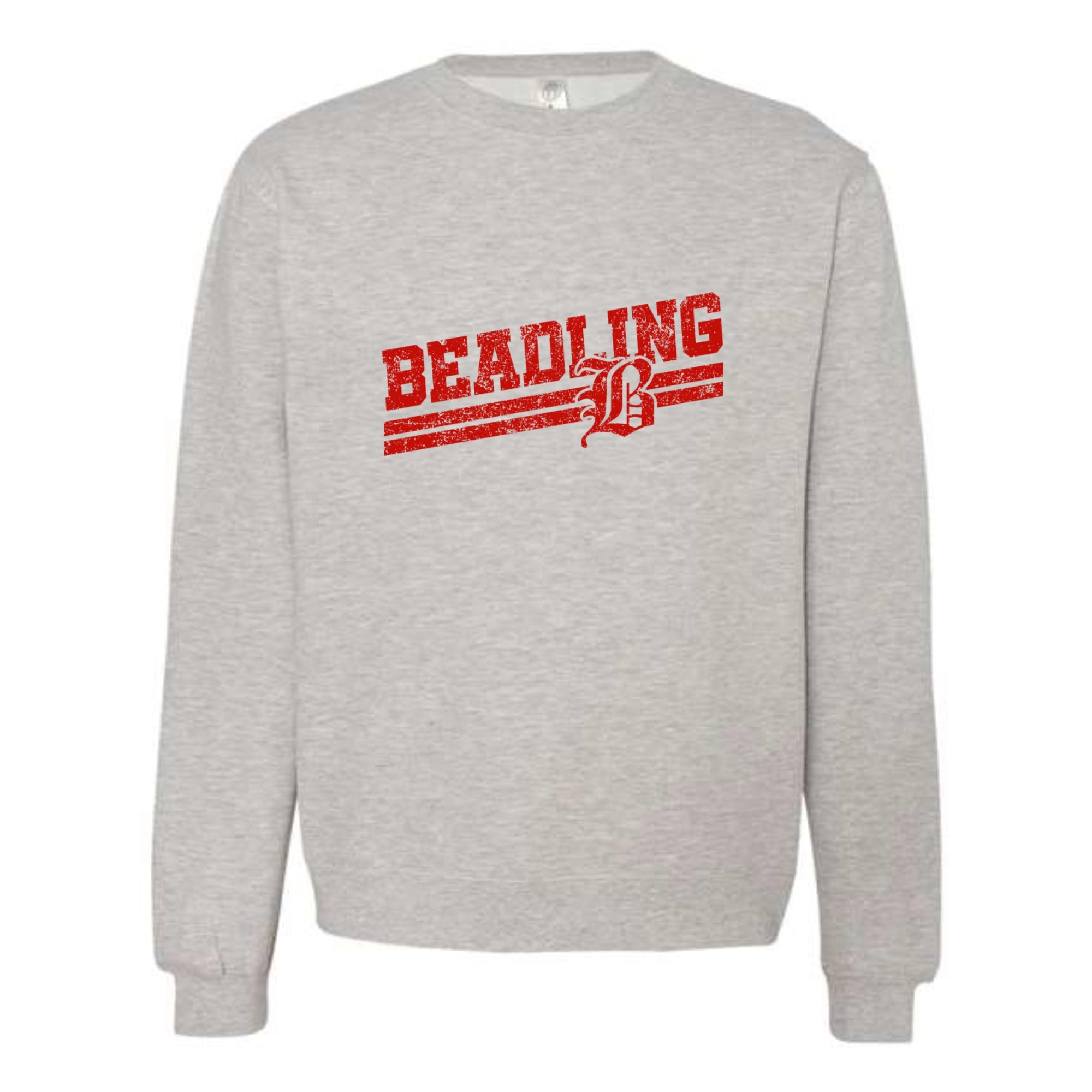 Beadling Soccer Red Slant Midweight Crewneck Sweatshirt