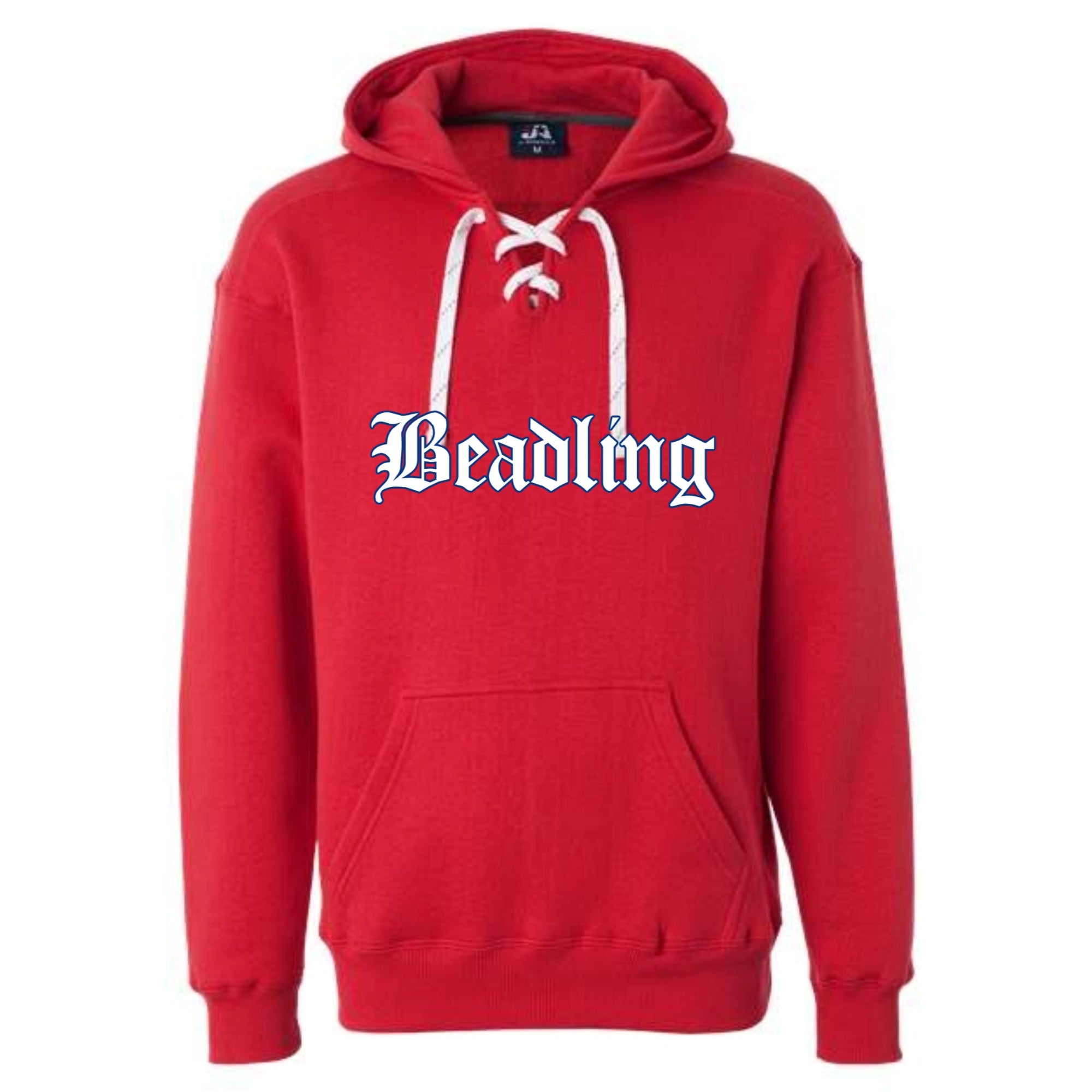 Beadling Soccer Vintage Blue Outline Lace Up Hoodie