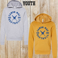 CM Softball youth Bella + Canvas fleece hoodie