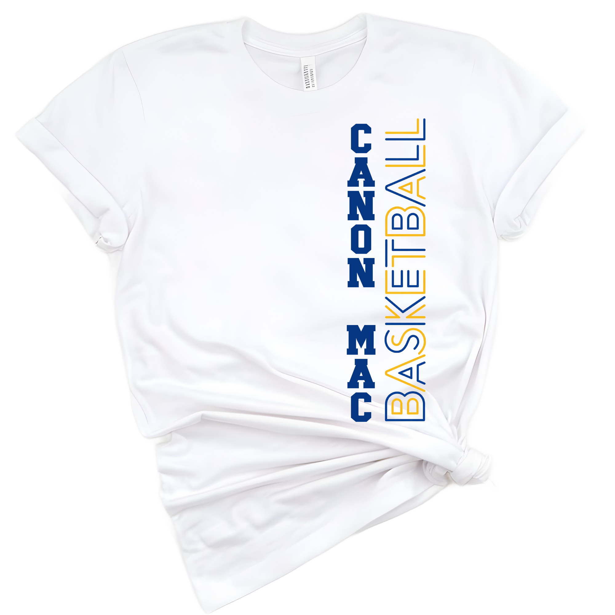 Lady Macs Basketball Vertical (gold/blue)