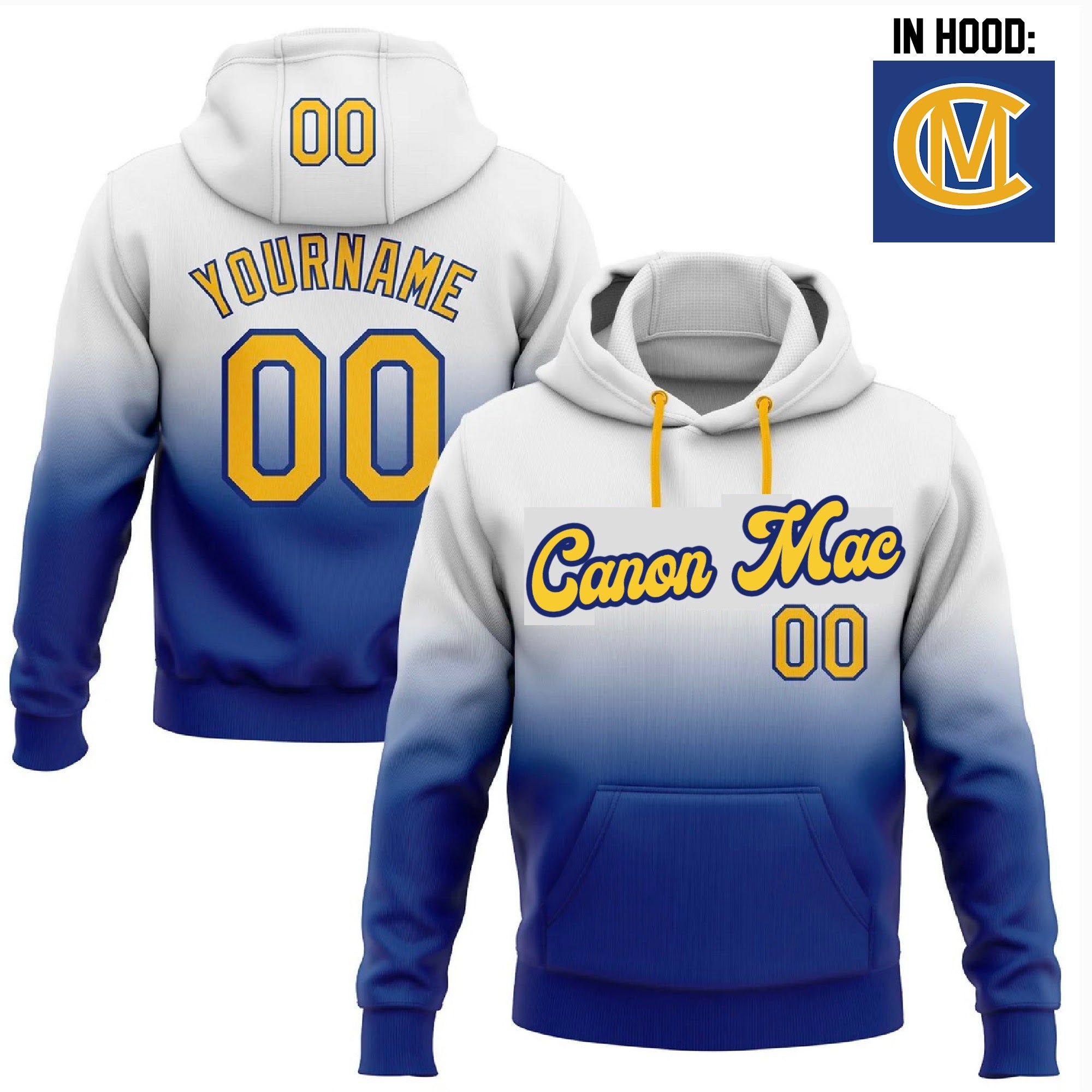 CM Wylandville White/Royal fade sublimation hoodie