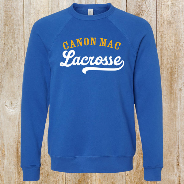 CM lacrosse Bella + Canvas fleece crewneck sweatshirt