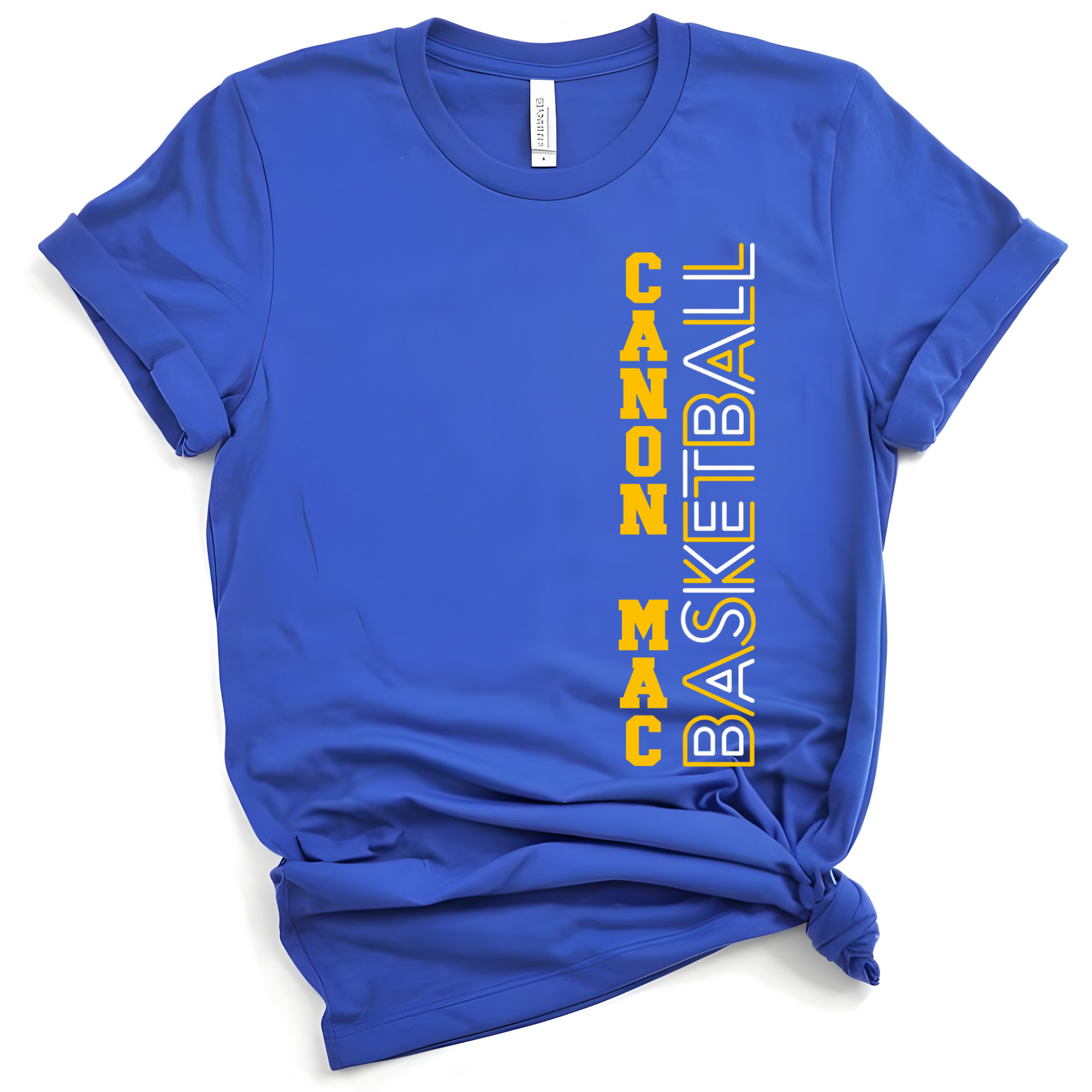 Lady Macs Basketball Vertical (gold/white)