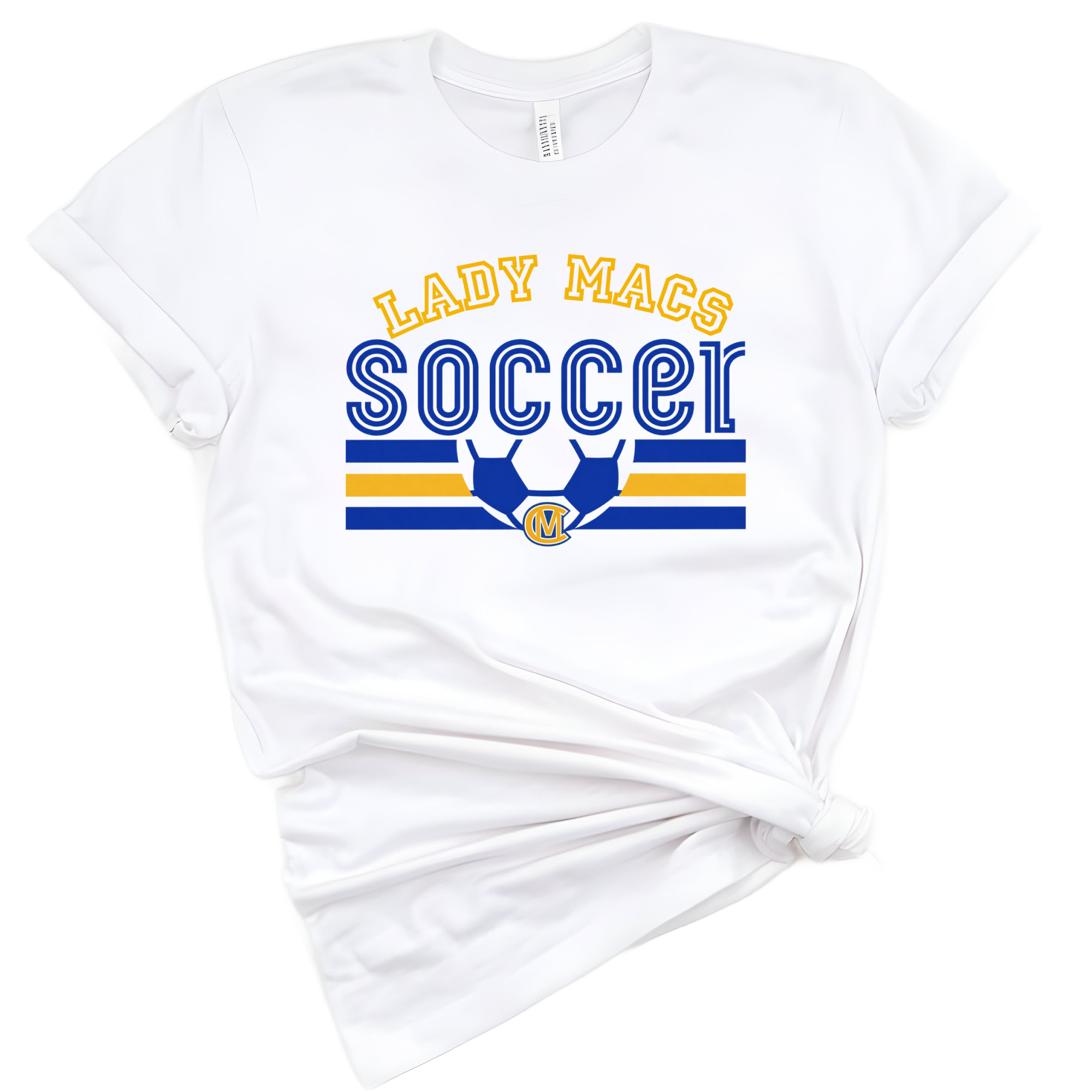 Lady Macs Soccer Retro Bold (Blue/Gold)