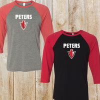 Peters Unisex 3/4 sleeve baseball tee