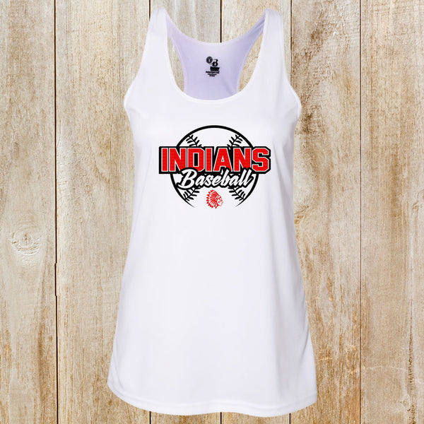 Peters Indians Baseball women's performance racerback tank