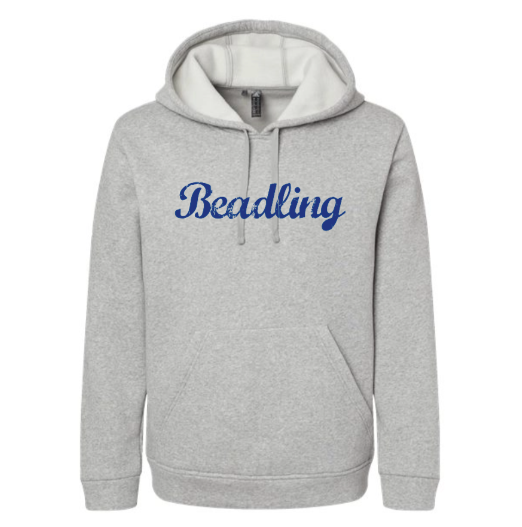 Beadling Soccer Navy Cursive Fleece Hooded Unisex Sweatshirt