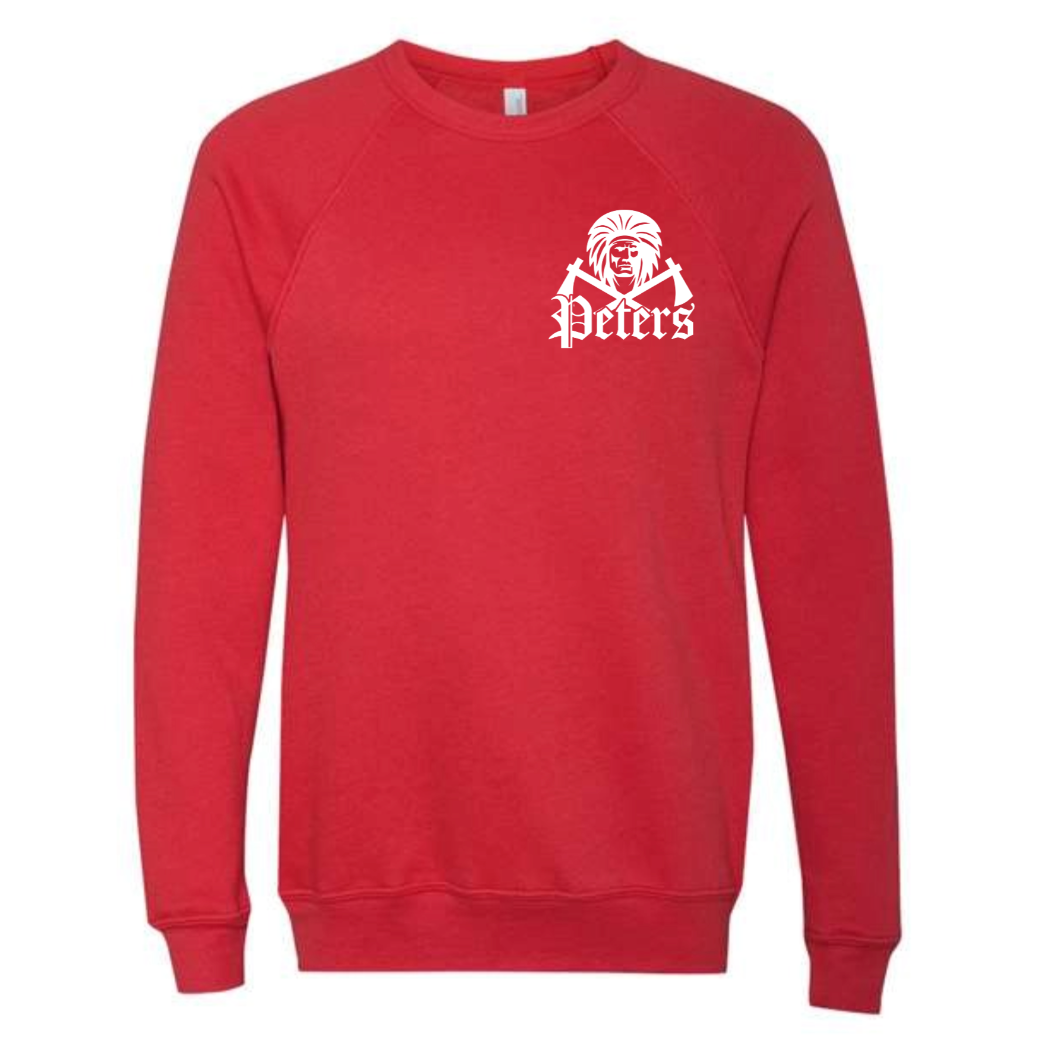 Peters Indian White Unisex Fleece Crewneck Sweatshirt Pocket Size