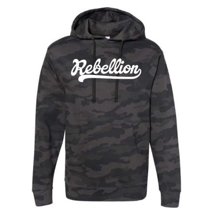 Rebellion Script Camo Hooded Sweatshirt