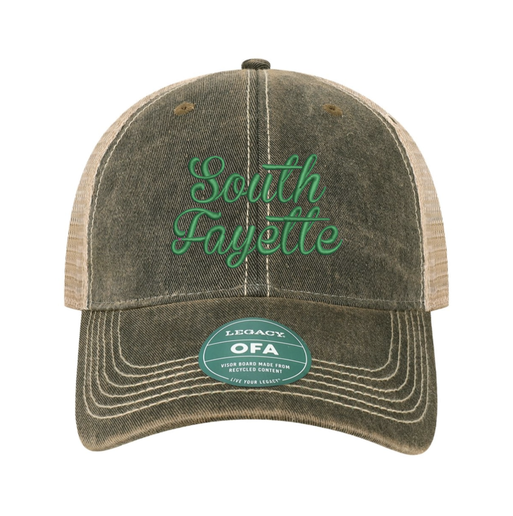 South Fayette Green Script Old Favorite Trucker Hat