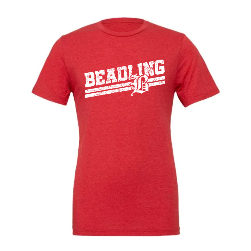 Beadling Soccer White Slant Tri-blend Unisex Tee