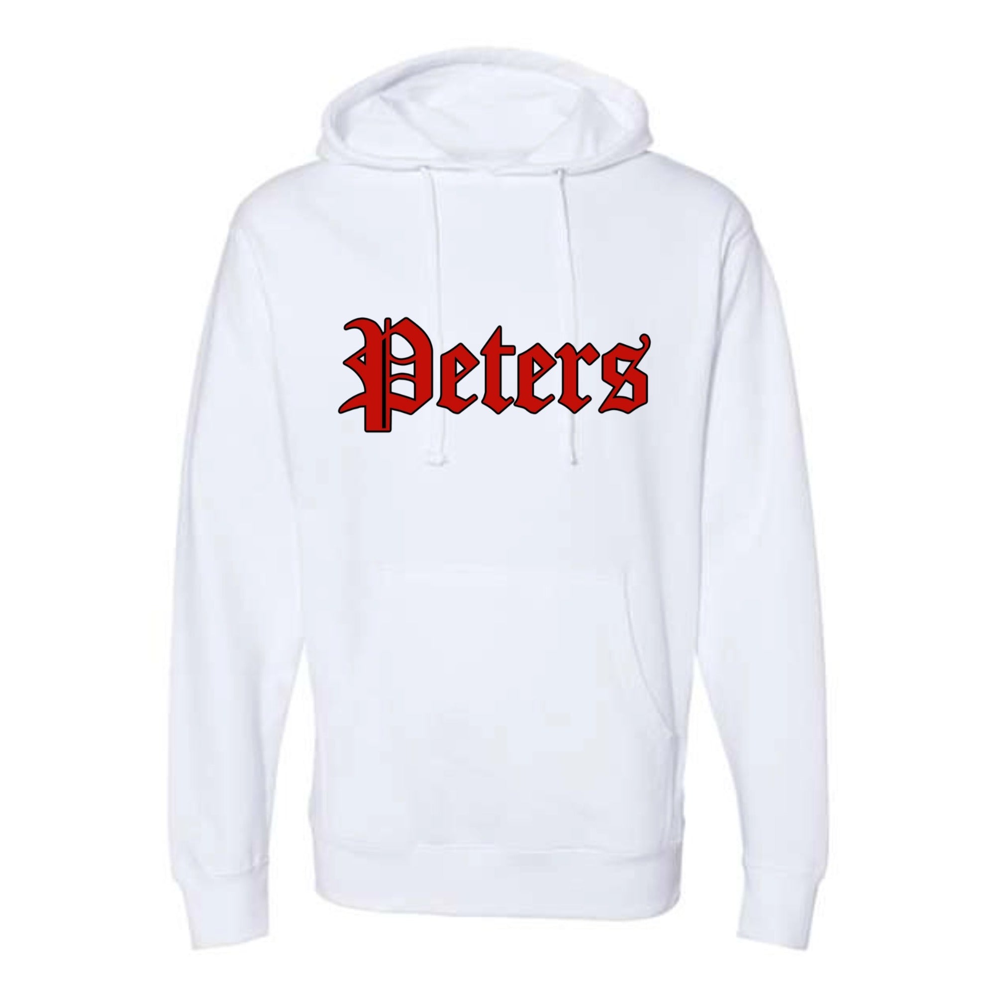 Peters Vintage Red and Black Outline Midweight Hooded Sweatshirt