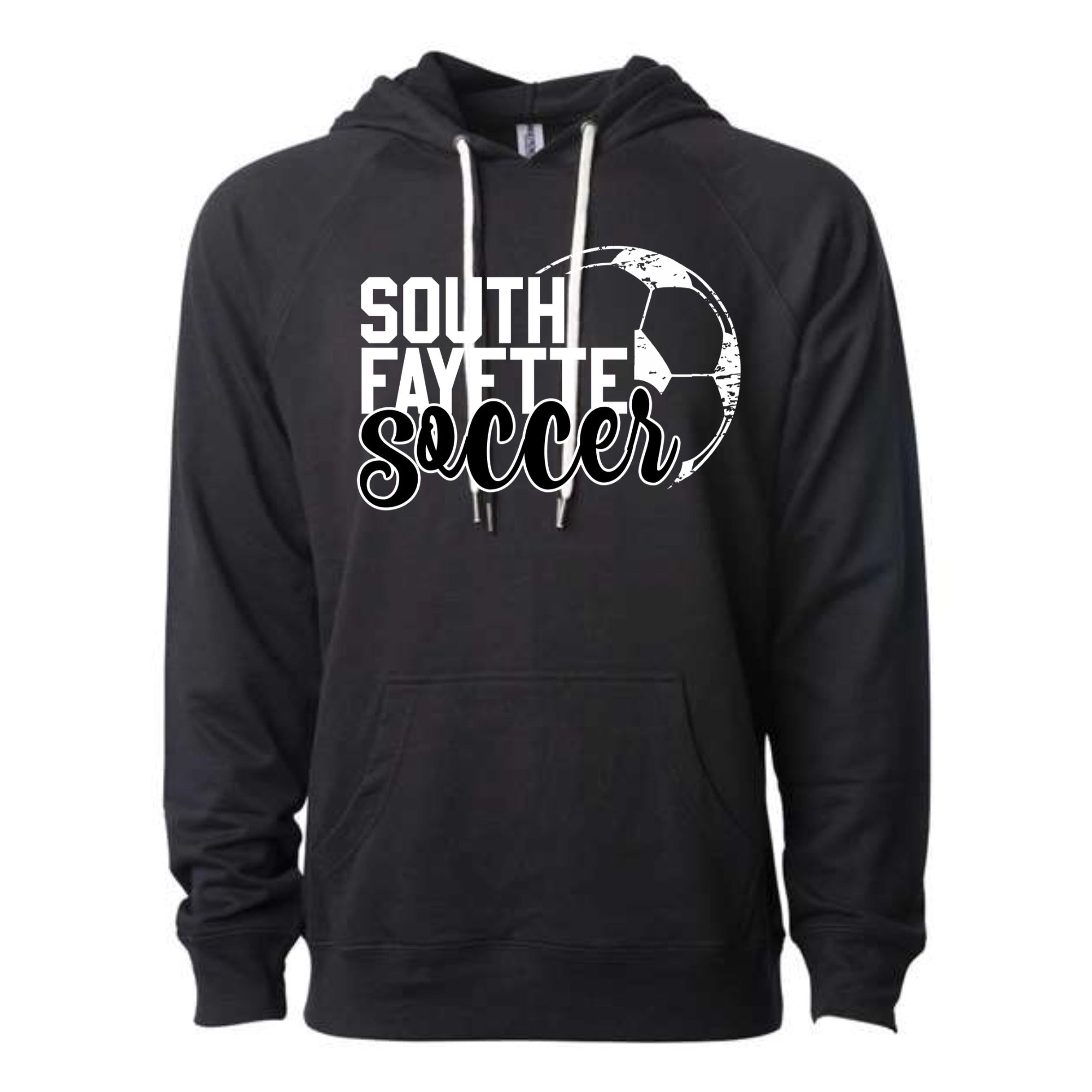 South Fayette Black and White Lightweight Loopback Terry Hooded Sweatshirt