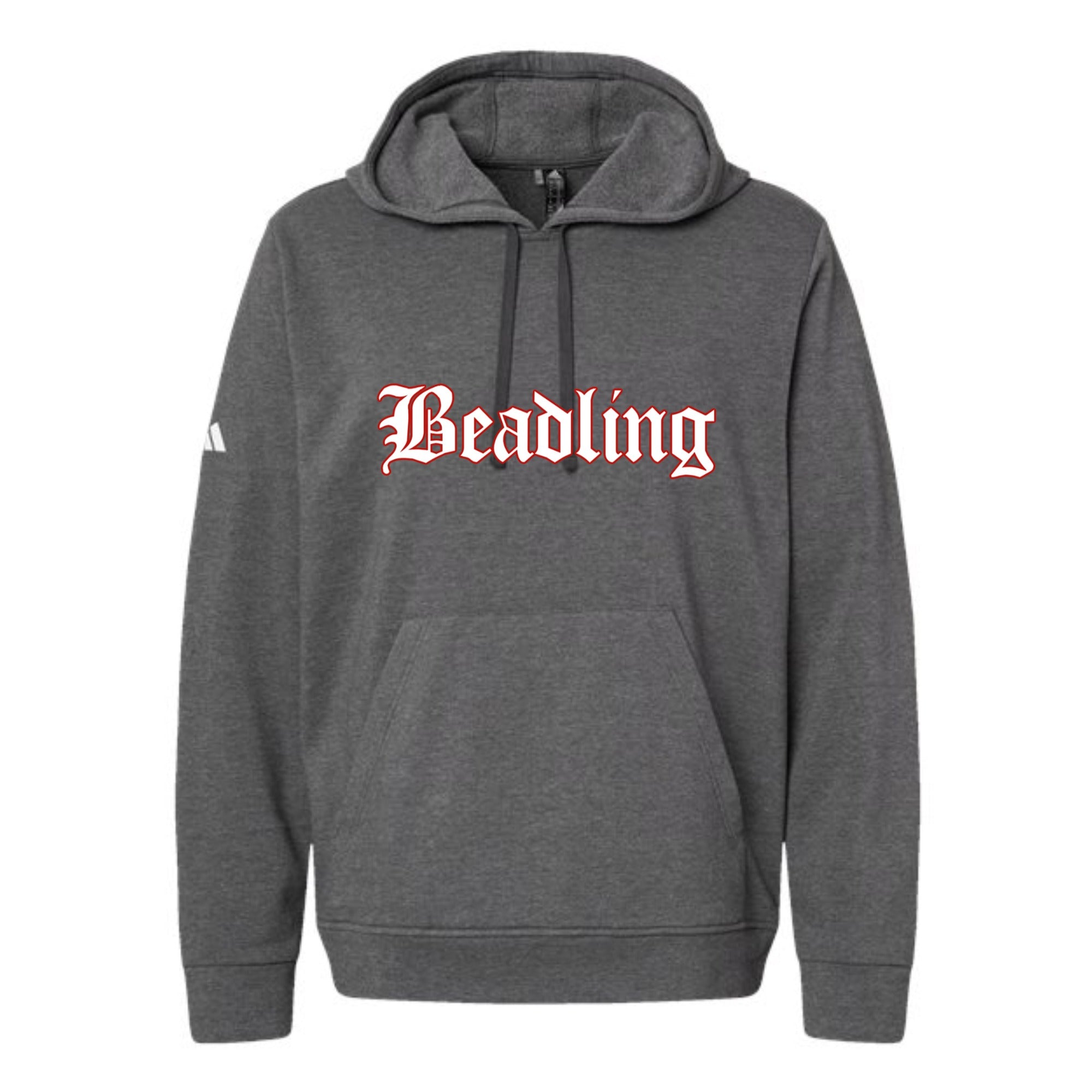 Beadling Soccer Vintage Red Outline Fleece Hooded Unisex Sweatshirt