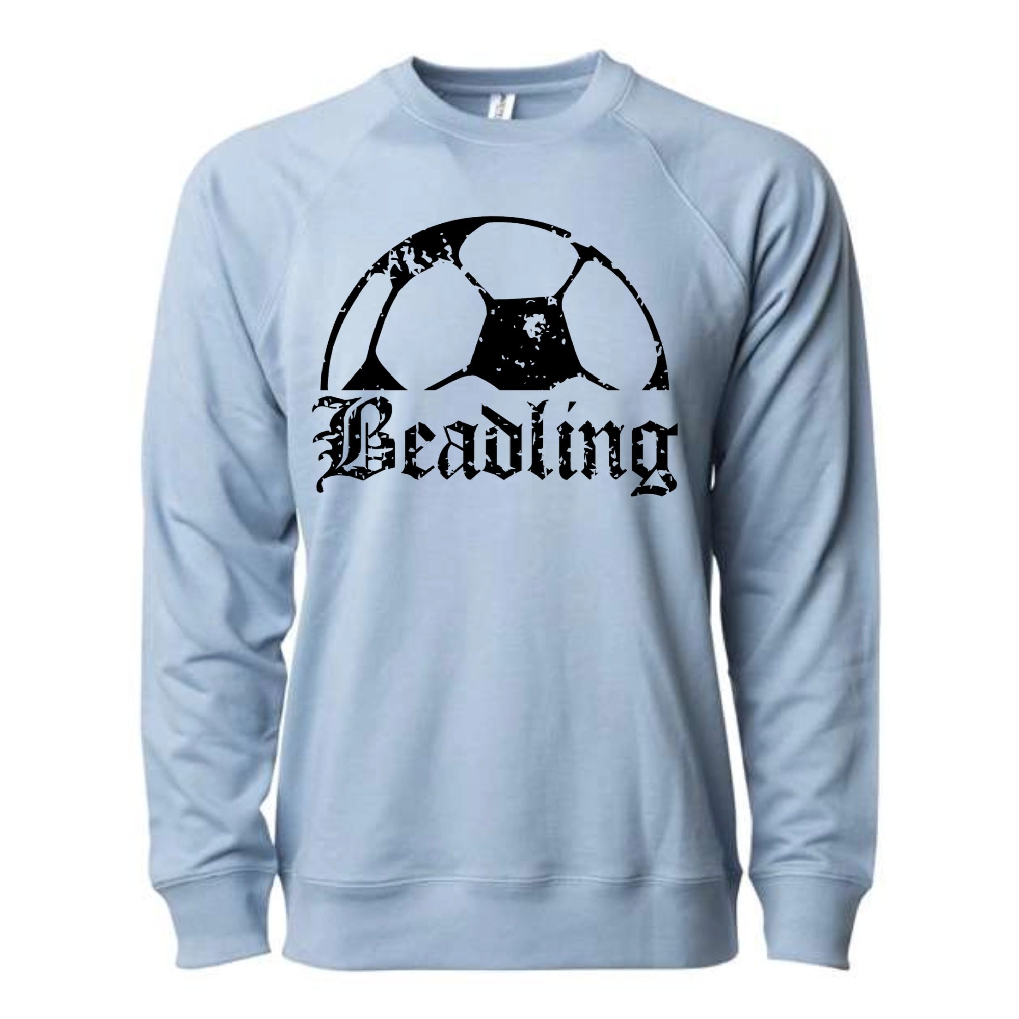 Beadling Soccer Distressed Ball Lightweight Loopback Terry Crewneck Sweatshirt