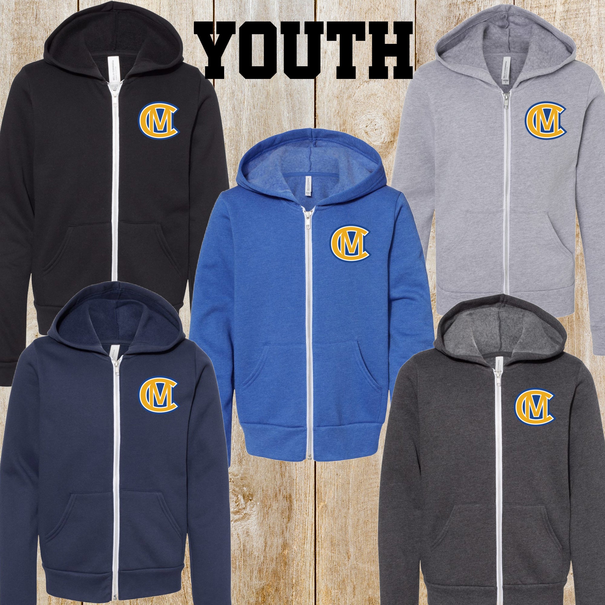 Borland Manor Youth Bella + Canvas Full Zip Hooded Sweatshirt