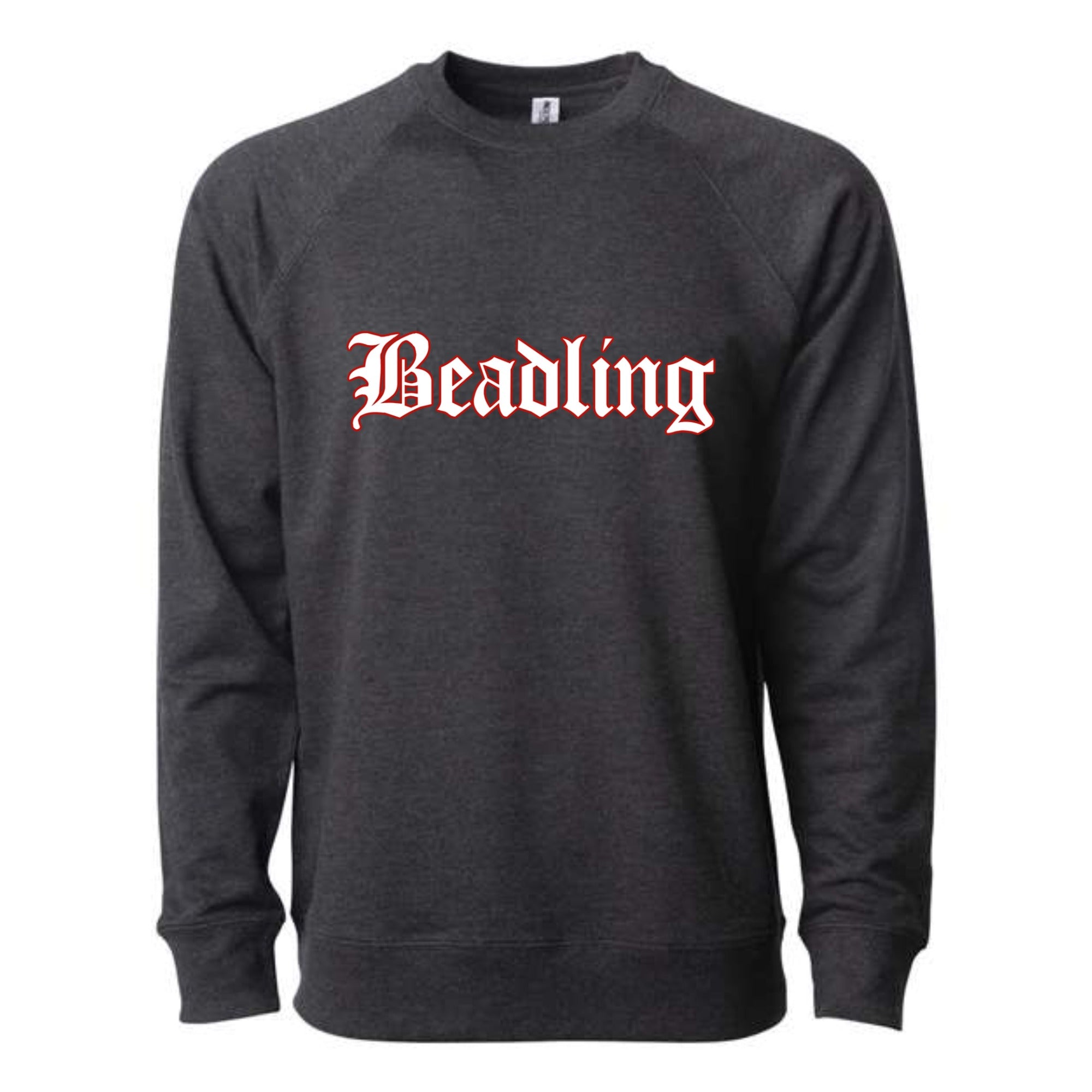 Beadling Soccer Vintage Red Outline Lightweight Loopback Terry Crewneck Sweatshirt