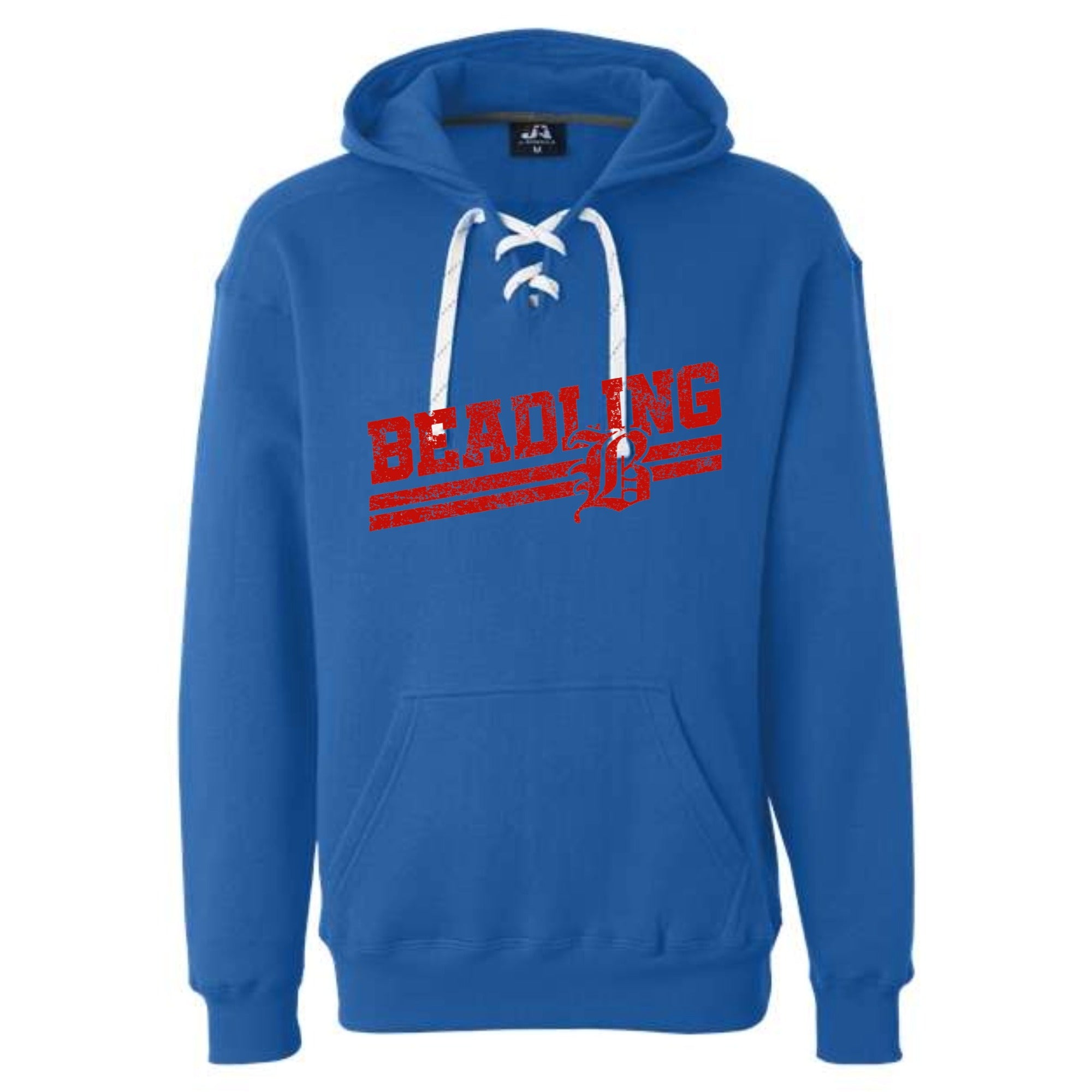 Beadling Soccer Red Slant Lace Up Hoodie