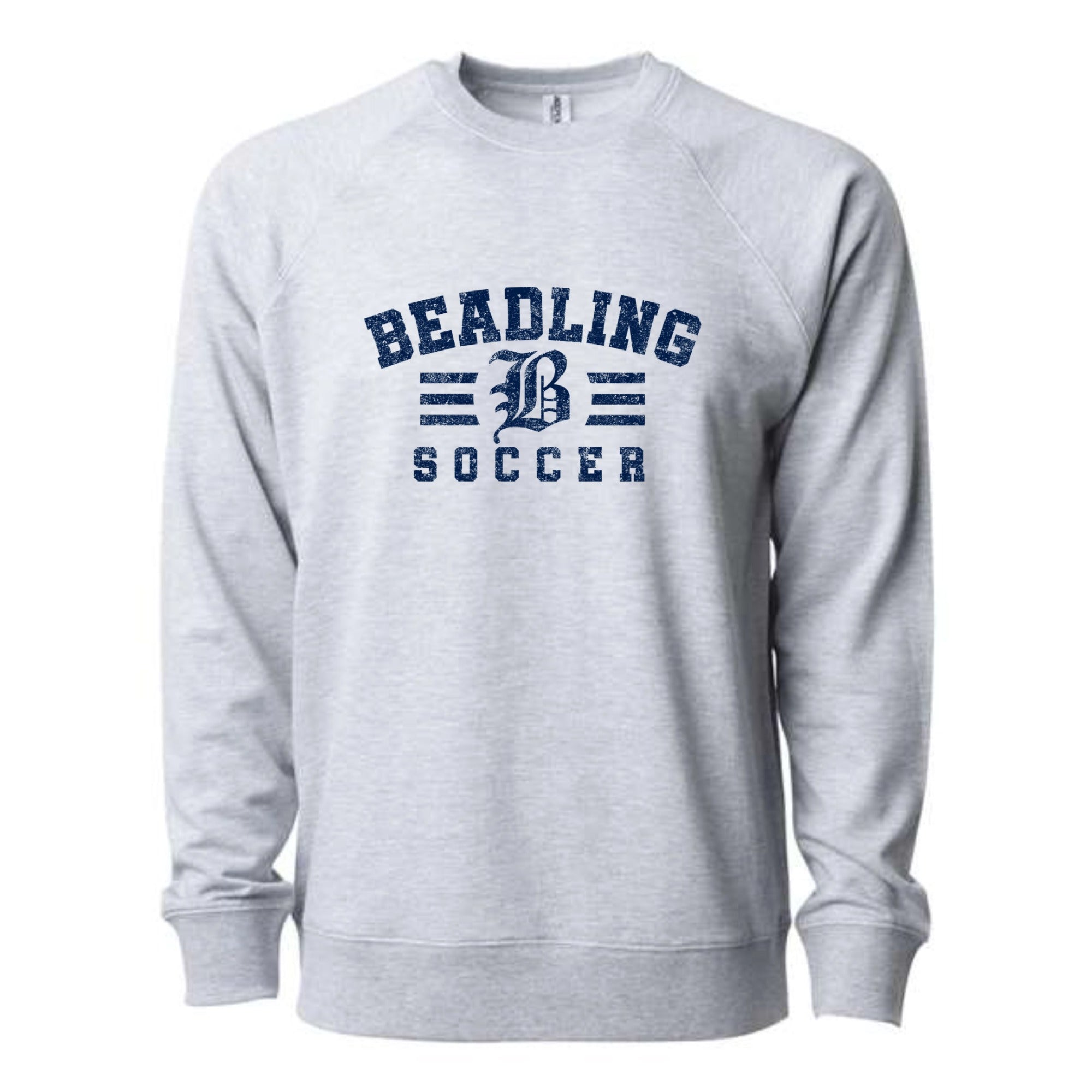 Beadling Soccer Navy Bold Lightweight Loopback Terry Crewneck Sweatshirt
