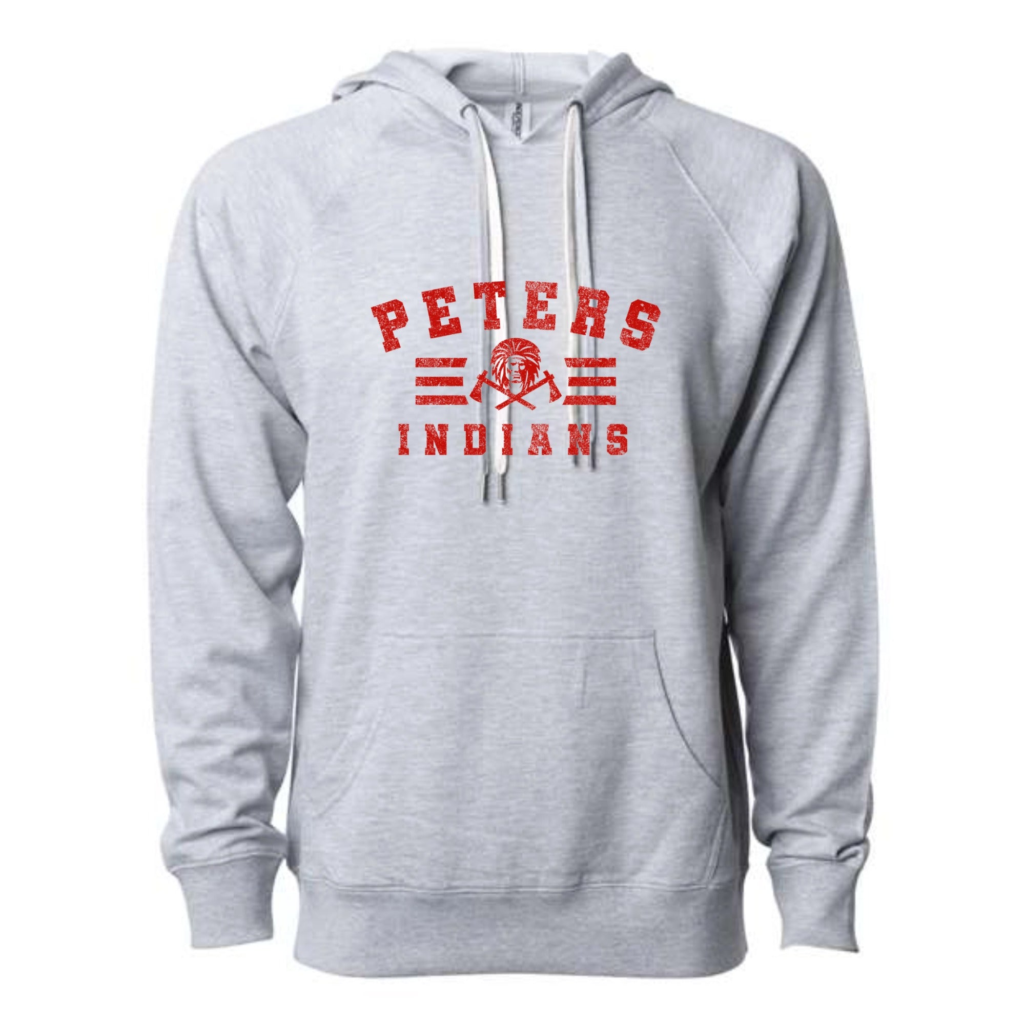 Peters Indians Bold Red Lightweight Loopback Terry Hooded Sweatshirt