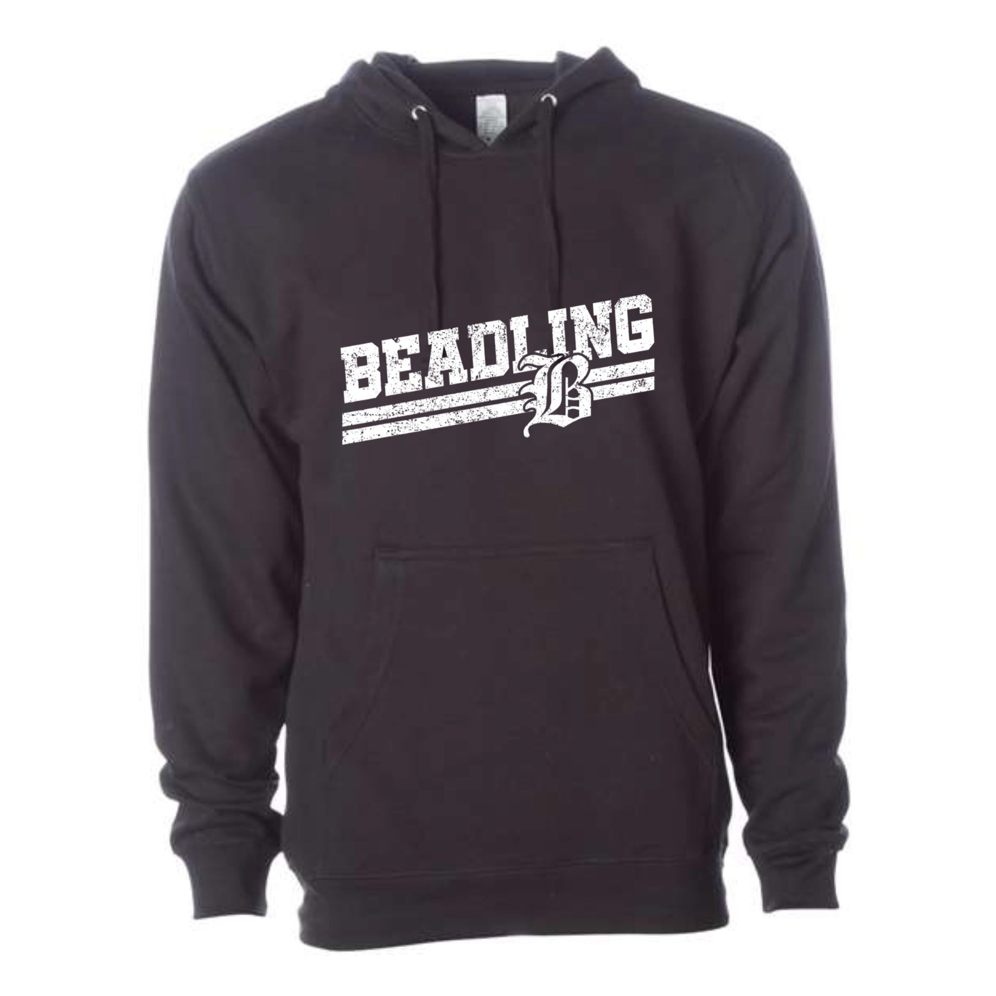 Beadling Soccer White Slant Midweight Hooded Sweatshirt