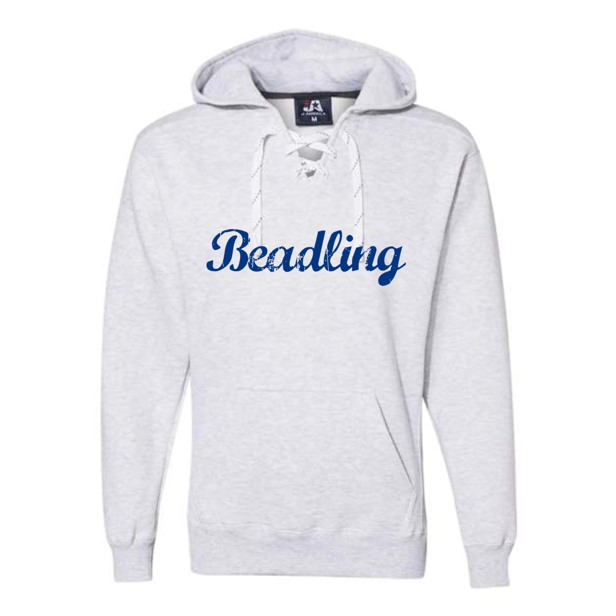 Beadling Soccer Navy Cursive Lace Up Hoodie