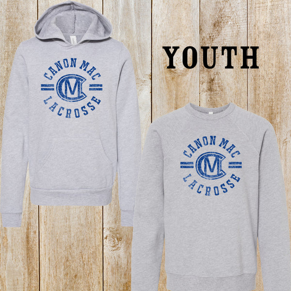 Canon Mac Lacrosse Youth Bella + Canvas fleece hoodie or crewneck