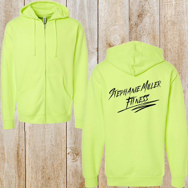 SMF full-zip neon hoodie