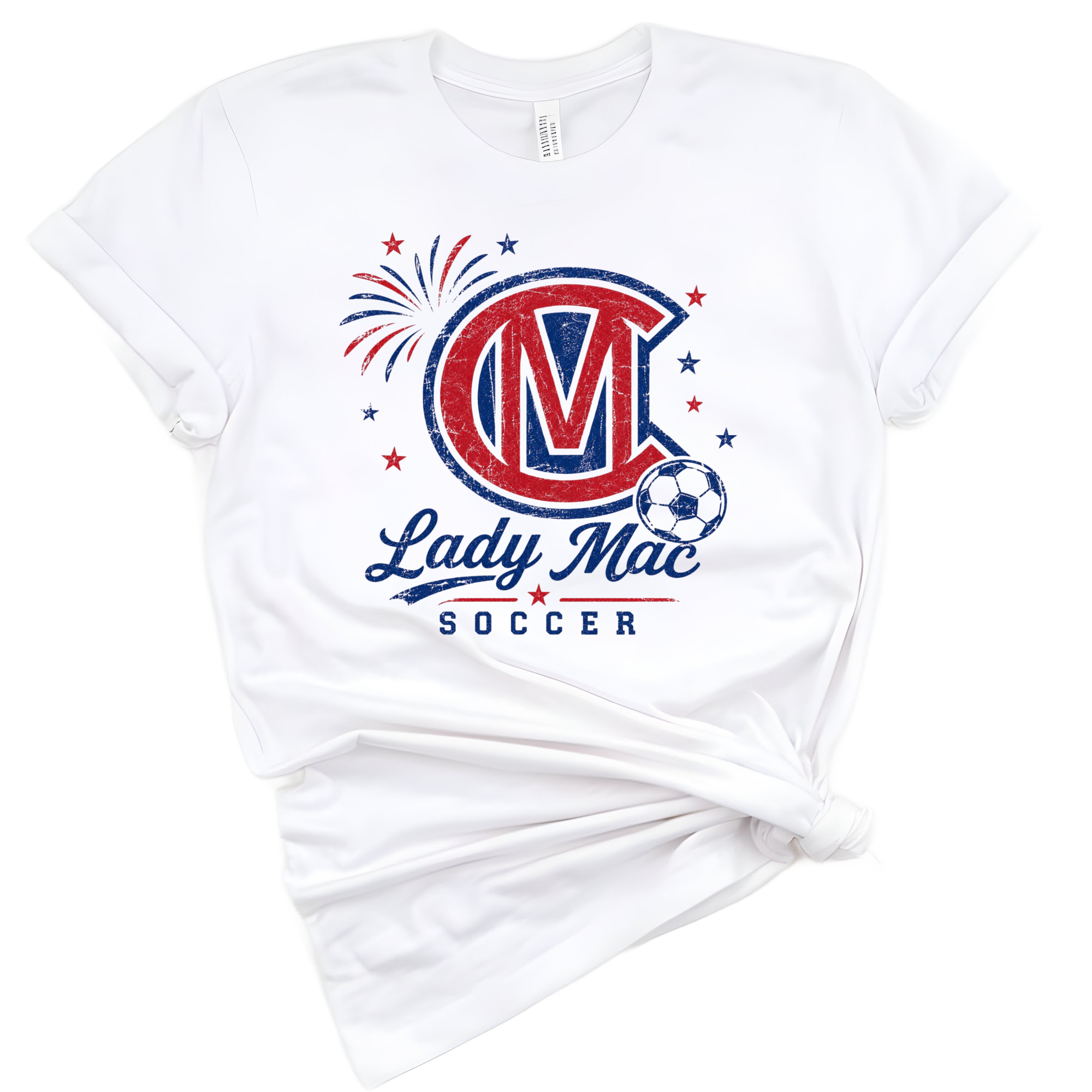 CM Lady Macs Soccer USA 4th of July tee