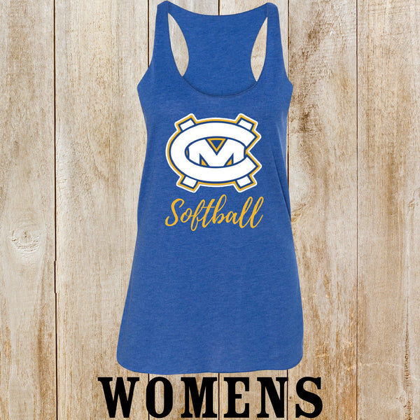 CM softball logo Womens Racerback Tank